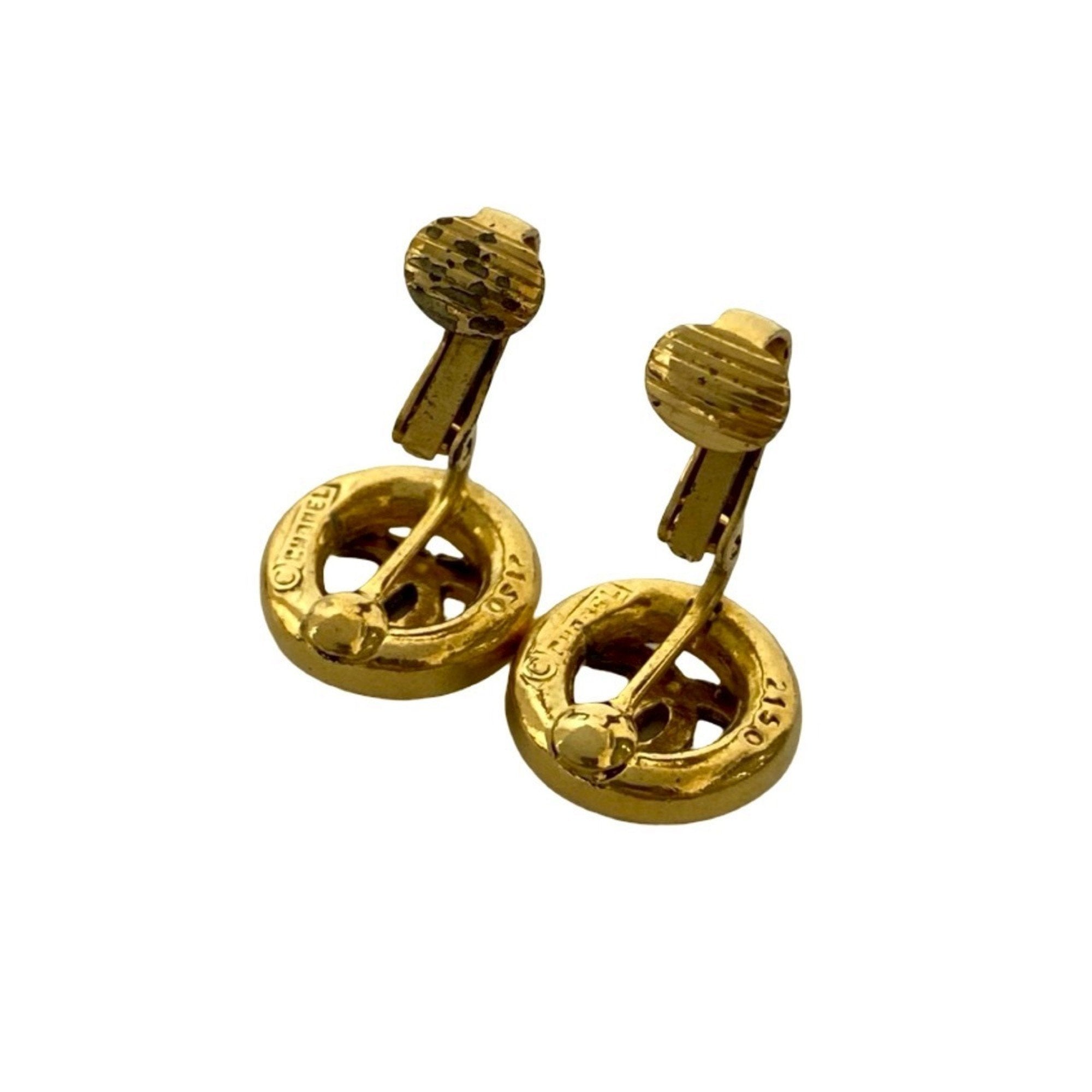 CC Logo Clip-On Earrings Metal Gold-Tone Metal