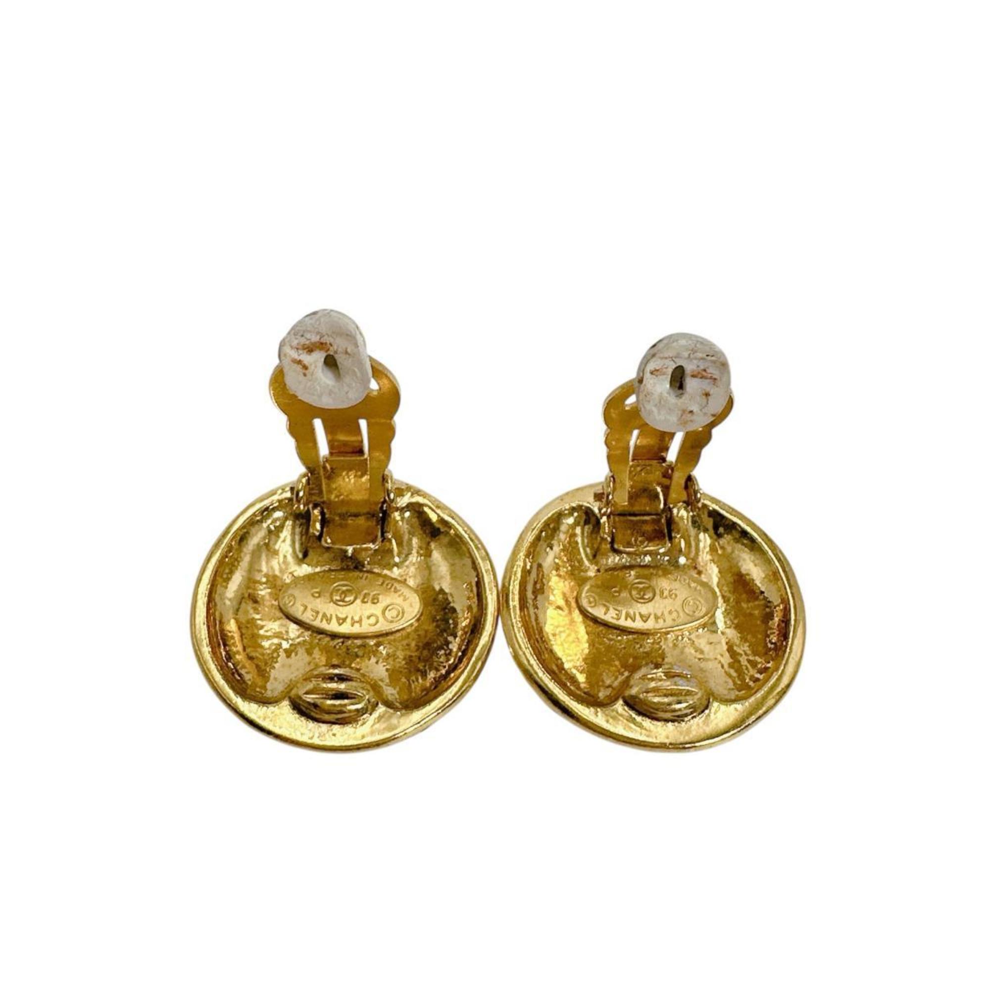 CC Logo Clip-On Earrings Gold-Tone Metal Gold-Tone Metal
