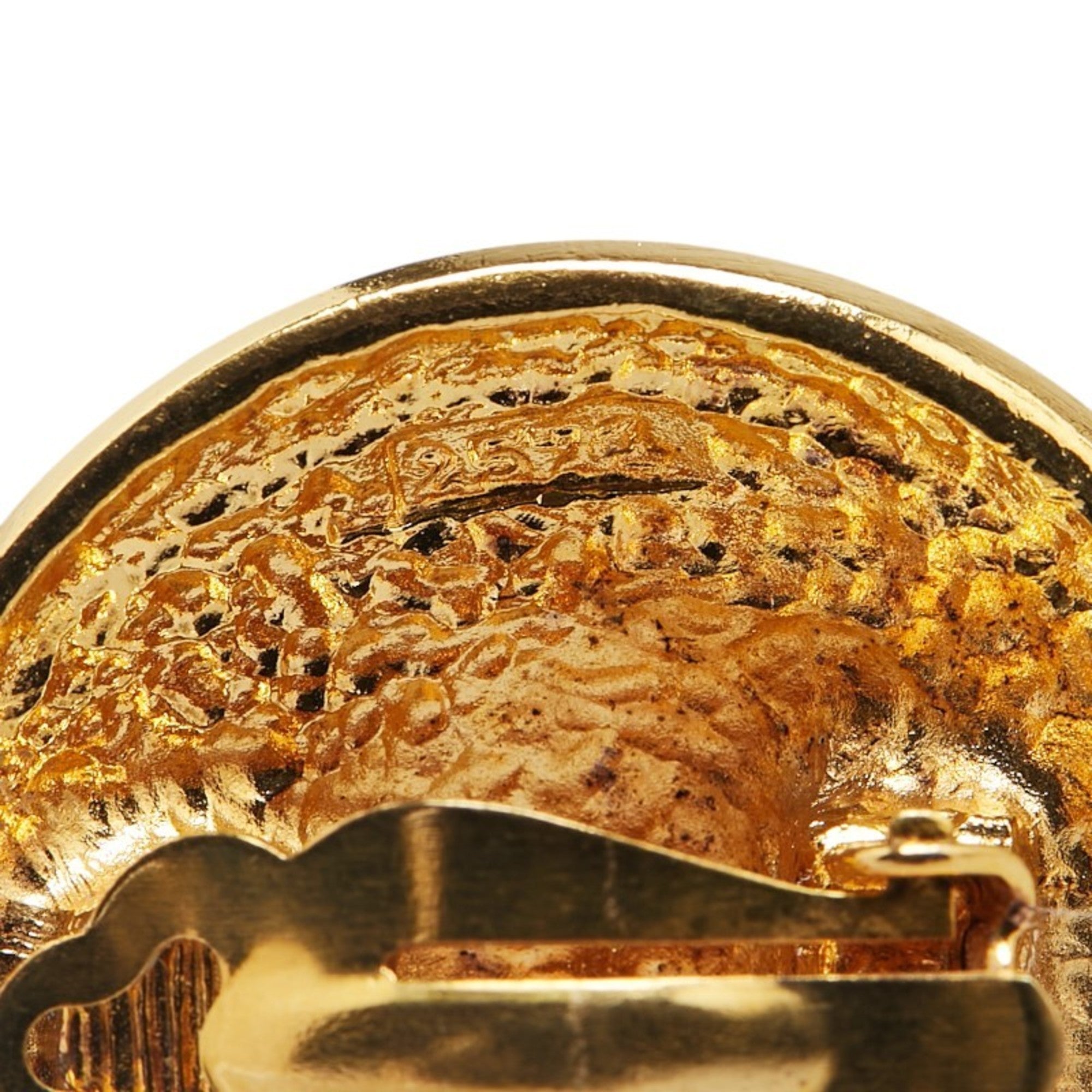 Vintage Clip-On Earrings Logo Clip-On Gold-Tone Metal