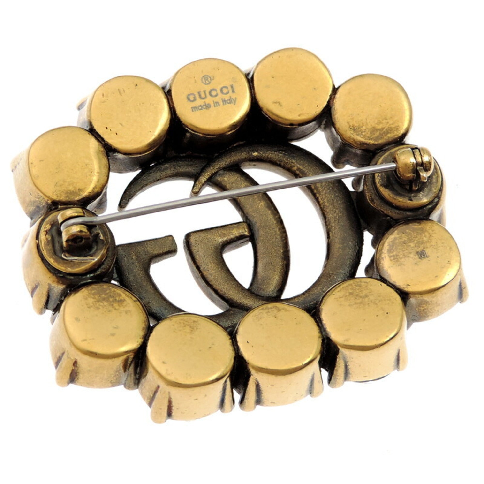 Double G Brooch Metal and Crystal
