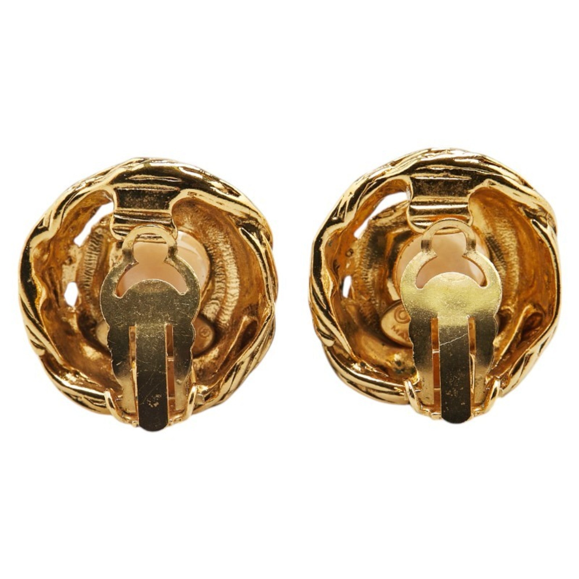 Pearl Clip-On Earrings Artificial Pearl and Gold