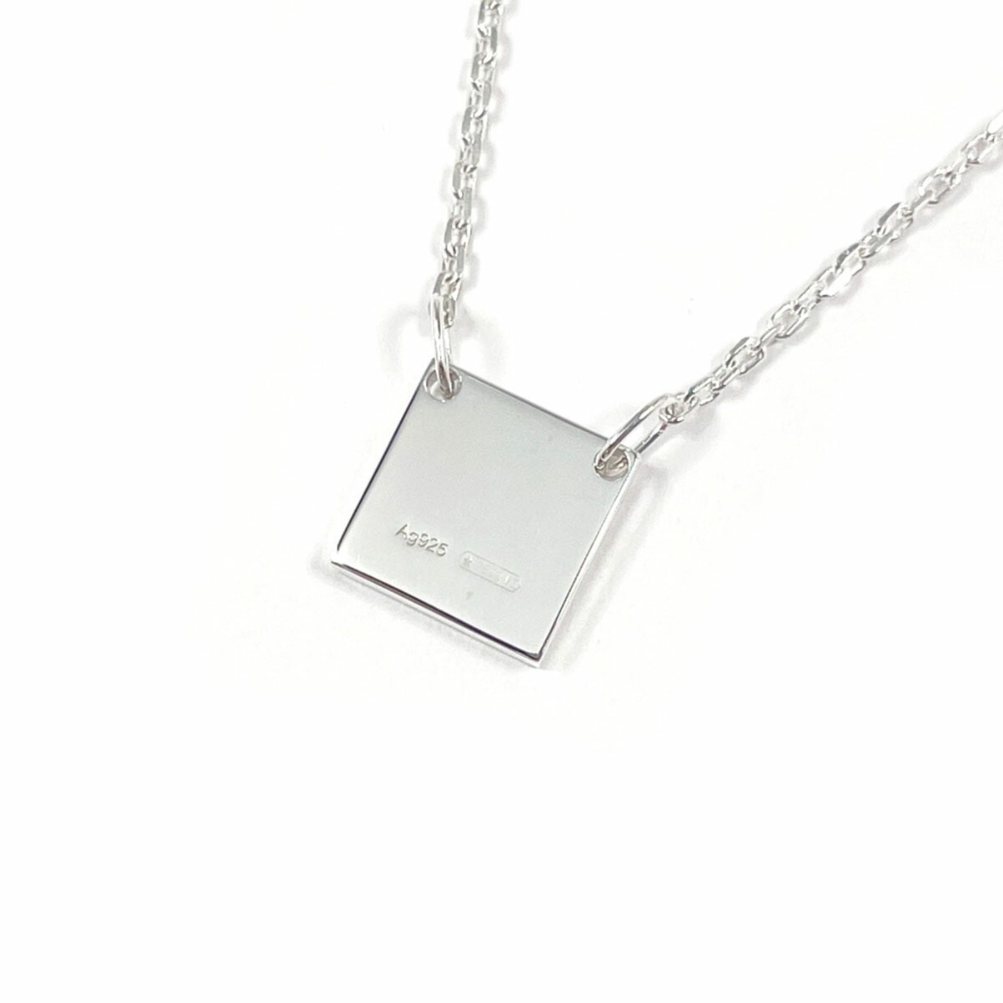 Square Plate Pendant Necklace Sterling Silver