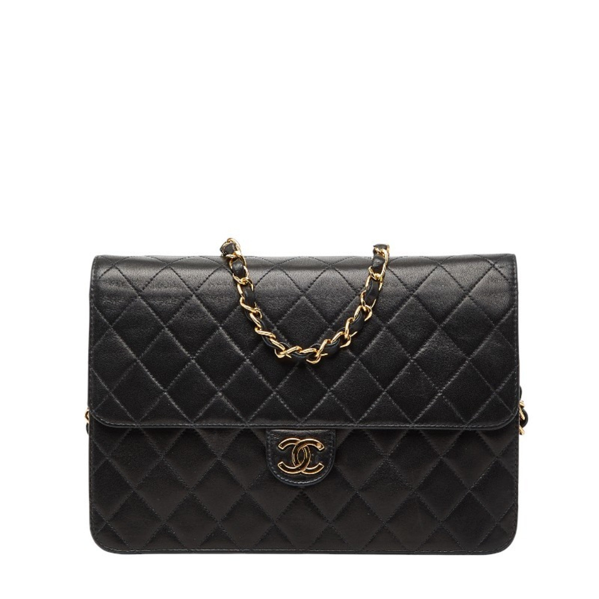 Vintage Clutch with Chain Quilted Leather Medium