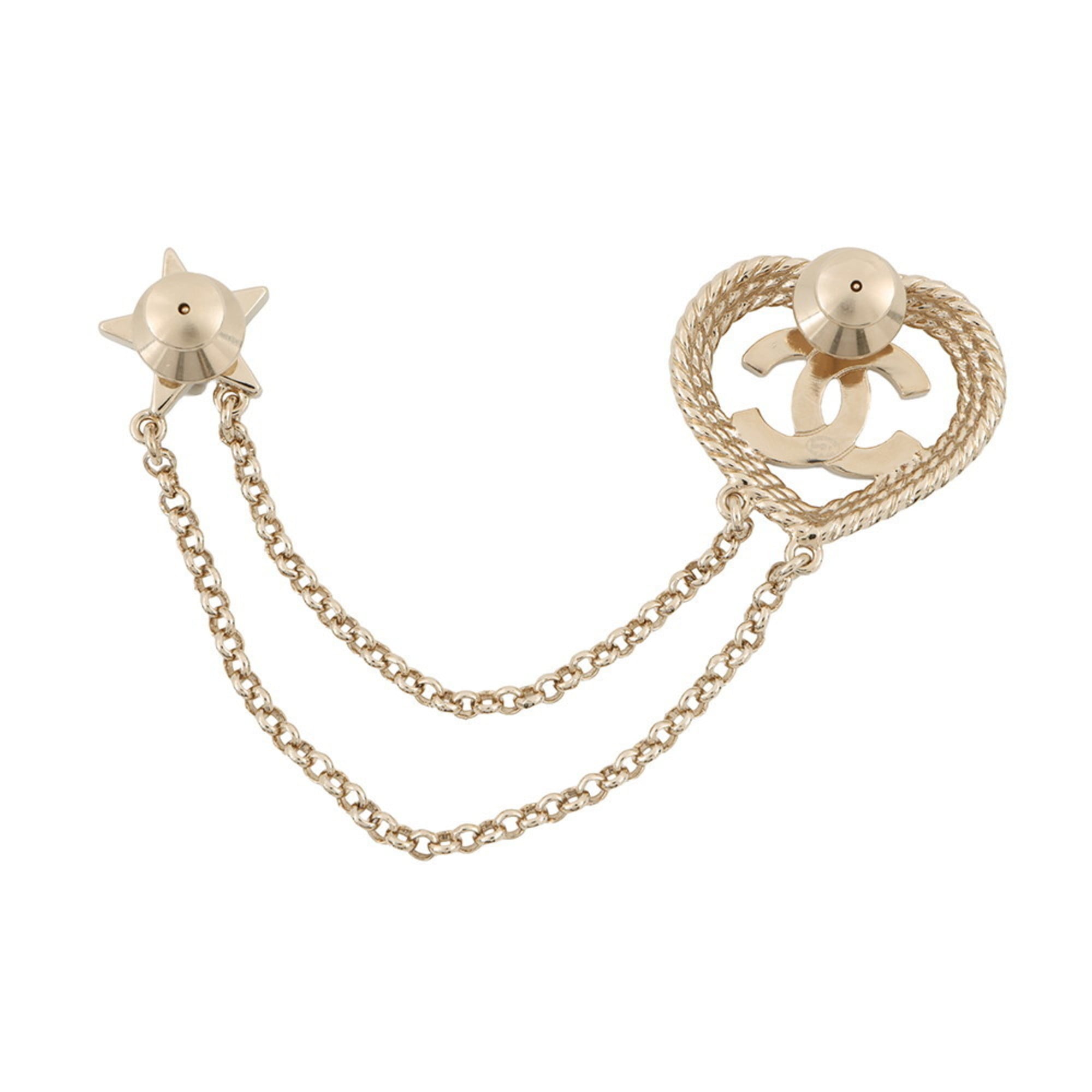 CC Logo Heart Star Brooch Metal
