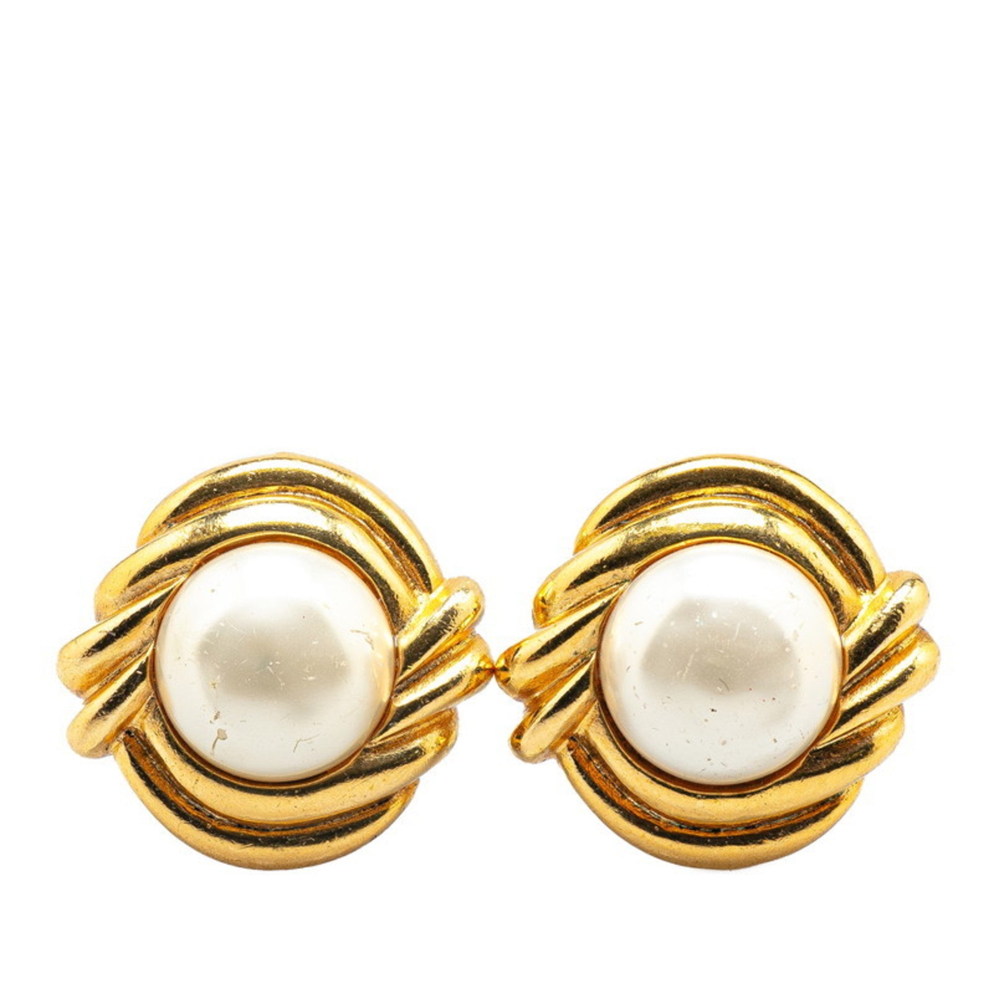 Clip-On Earrings Pearl Clip-On Gold-Tone Metal