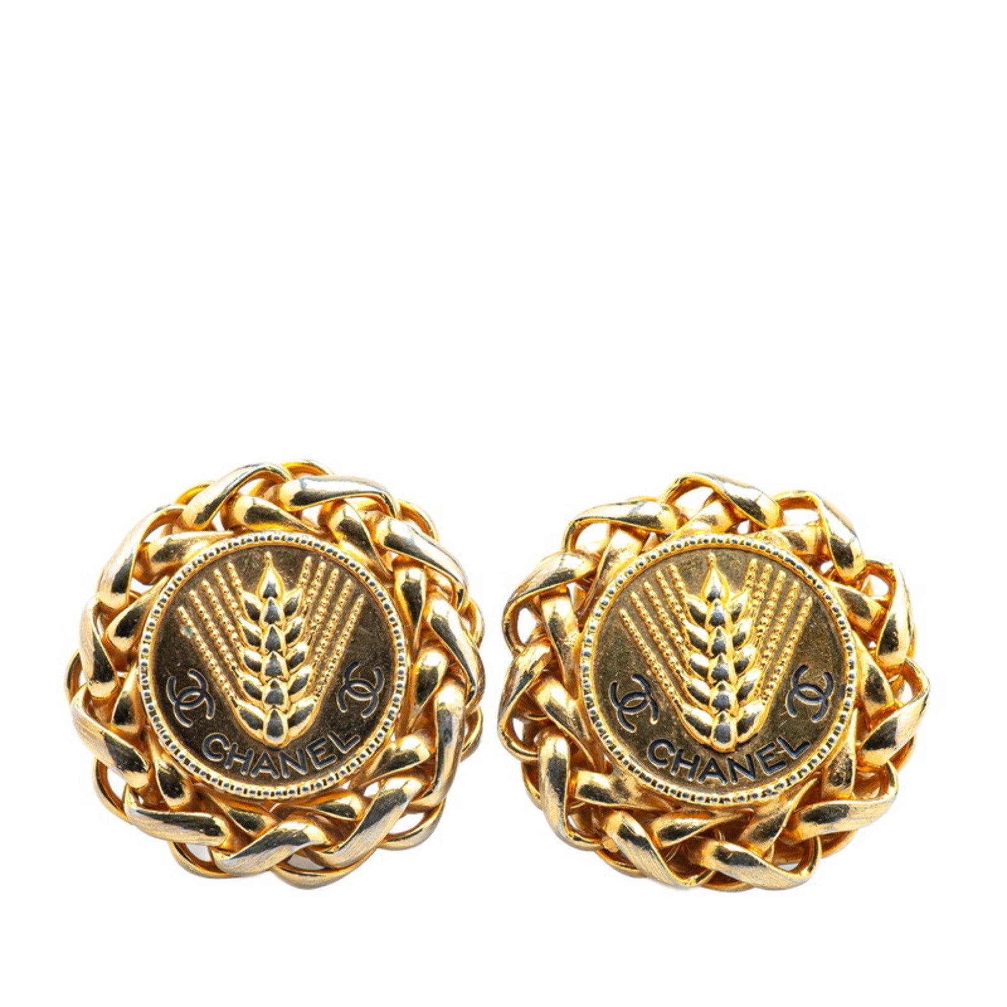 CC Logo Clip-On Earrings Metal Gold-Tone Metal