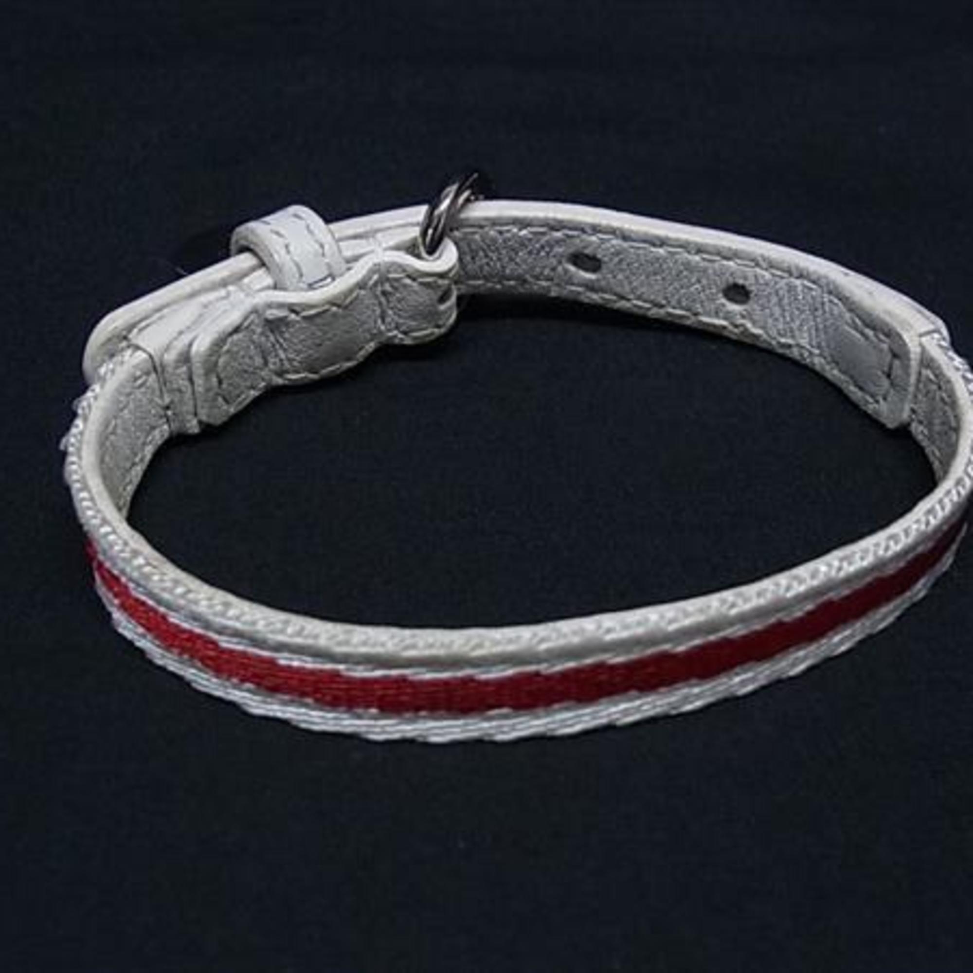 Charity Bracelet Canvas and Leather White and Red
