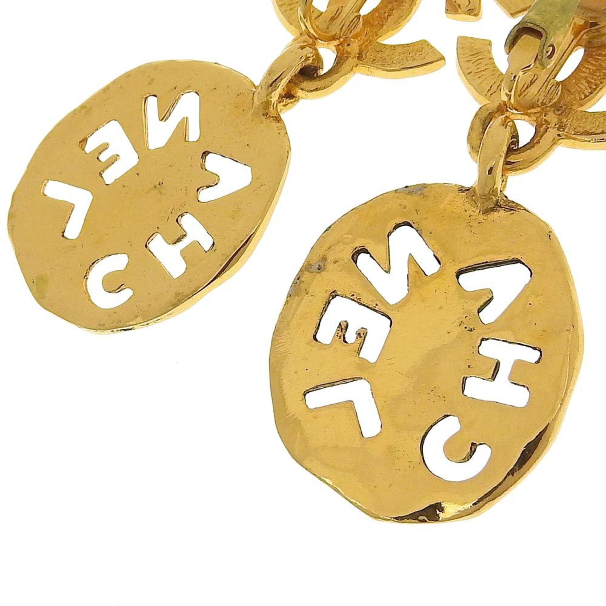 Vintage Clip-On Earrings Logo Clip-On Gold-Tone Metal