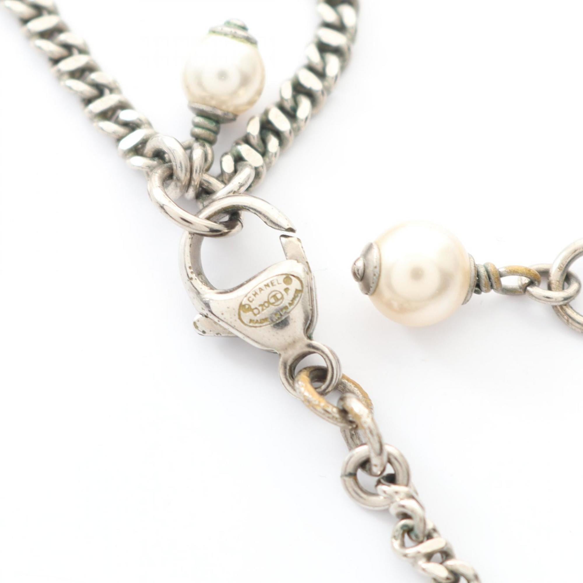 Pendant Necklace Stainless Steel and Artificial Pearl and Rhinestone