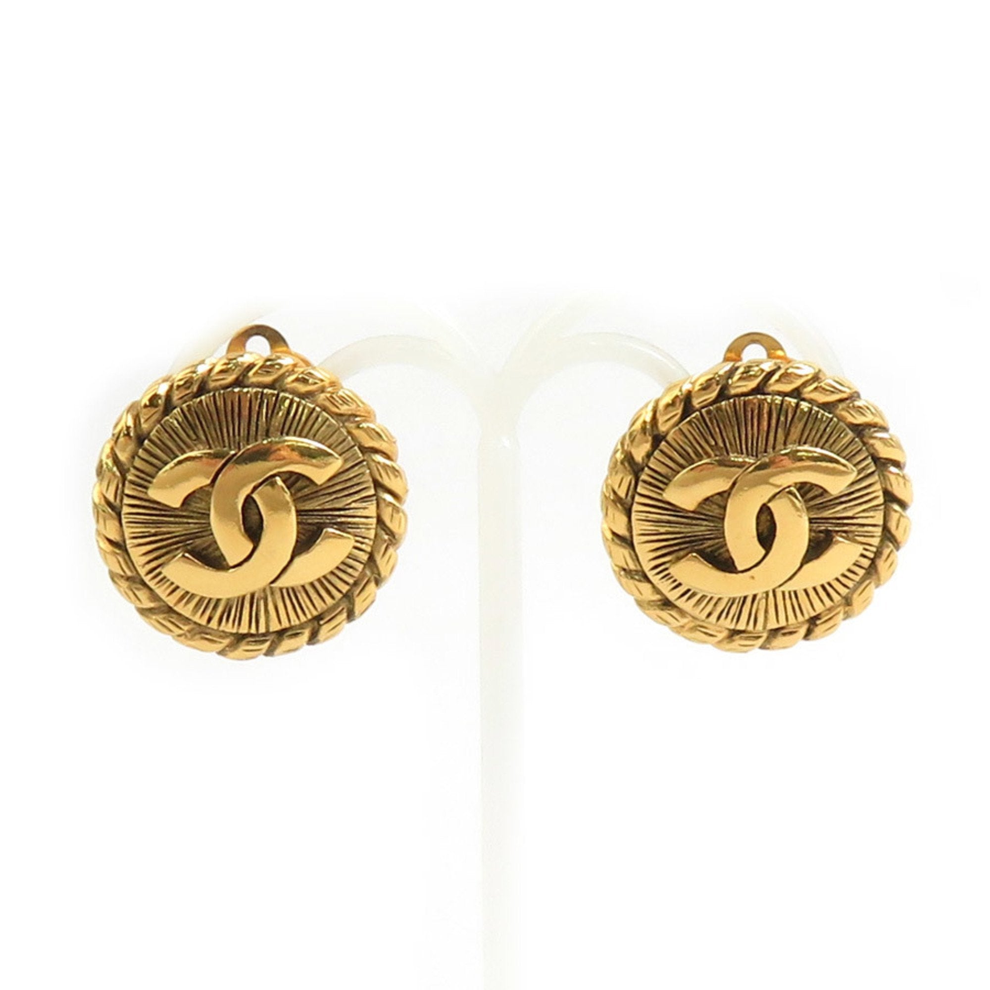 CC Logo Clip-On Earrings Gold-Tone Metal Gold-Tone Metal