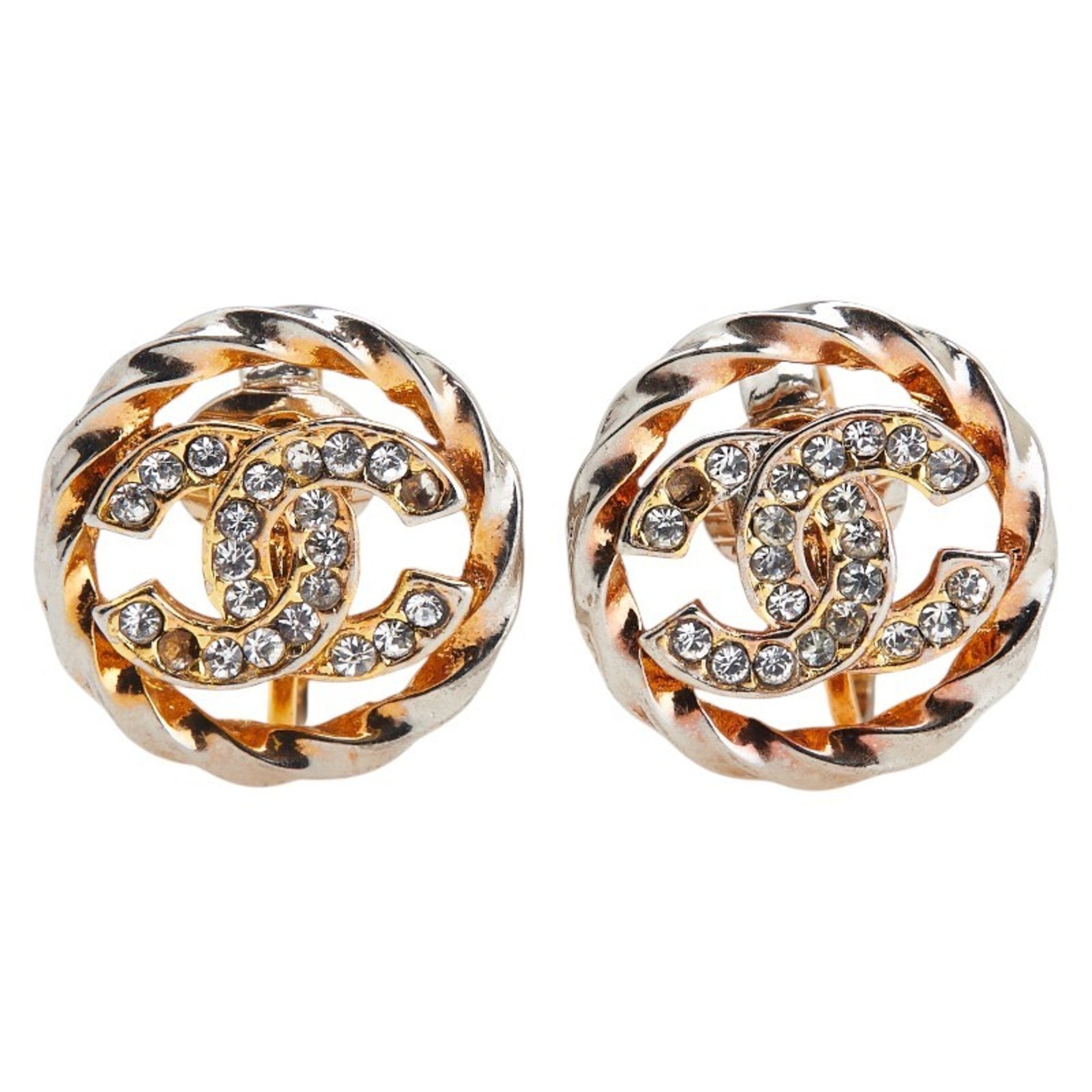CC Logo Round Earrings Gold-Tone Metal Gold-Tone Metal