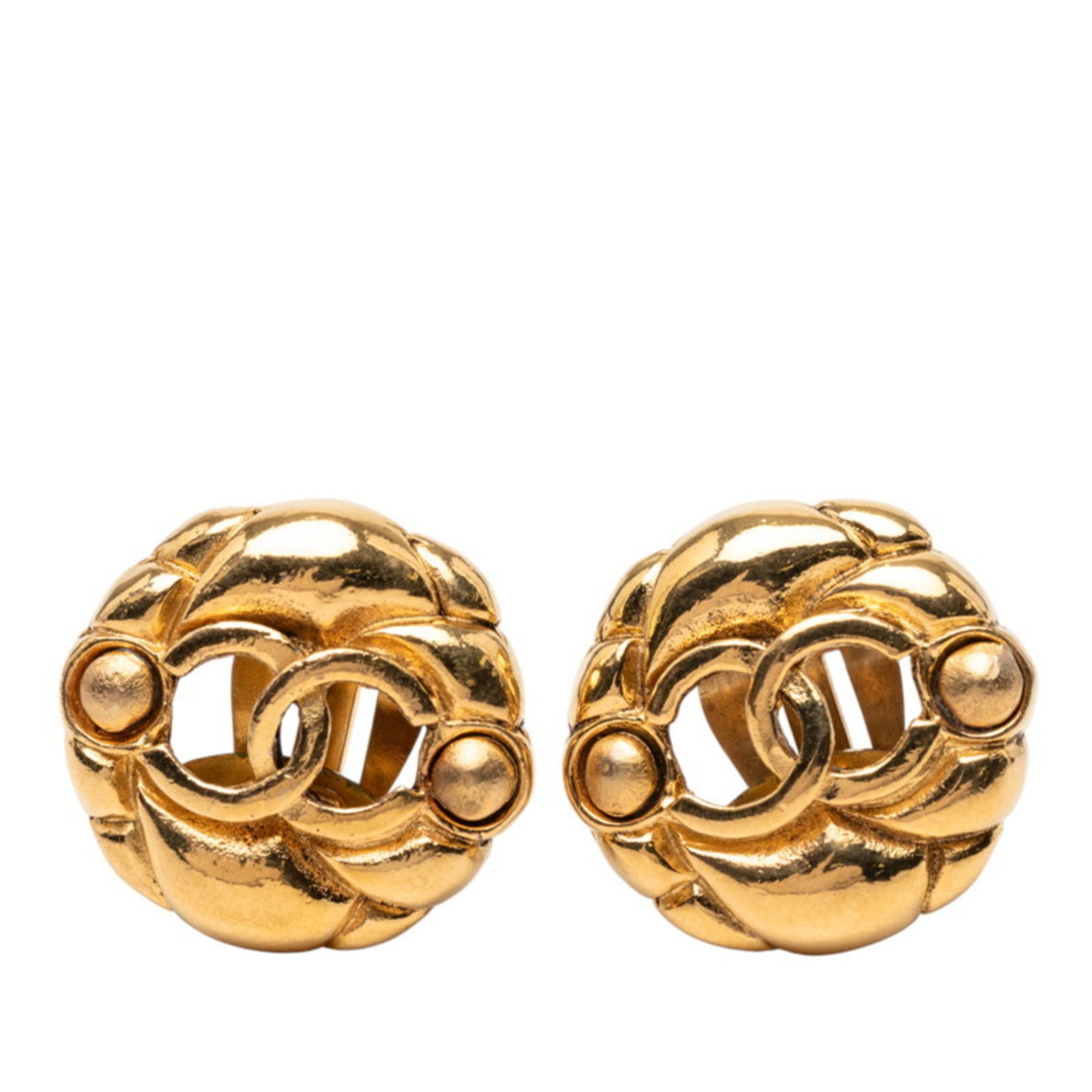 CC Logo Clip-On Earrings Metal Gold-Tone Metal