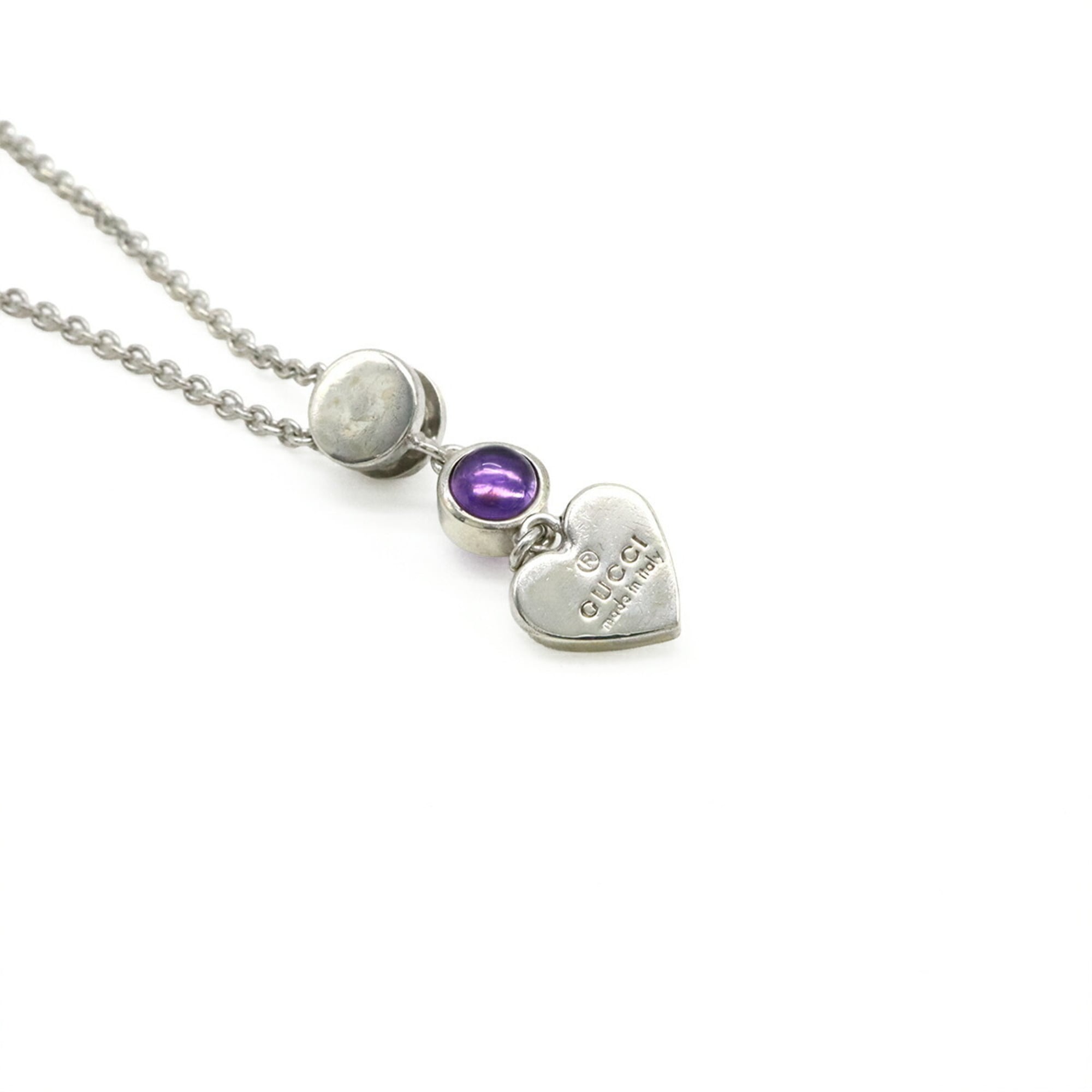 Trademark Heart Motif Pendant Necklace Sterling Silver with Colored Stones
