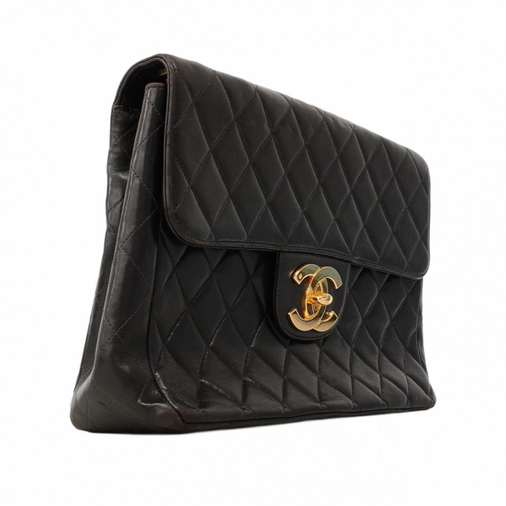 Vintage Square Flap Bag Quilted Lambskin Jumbo