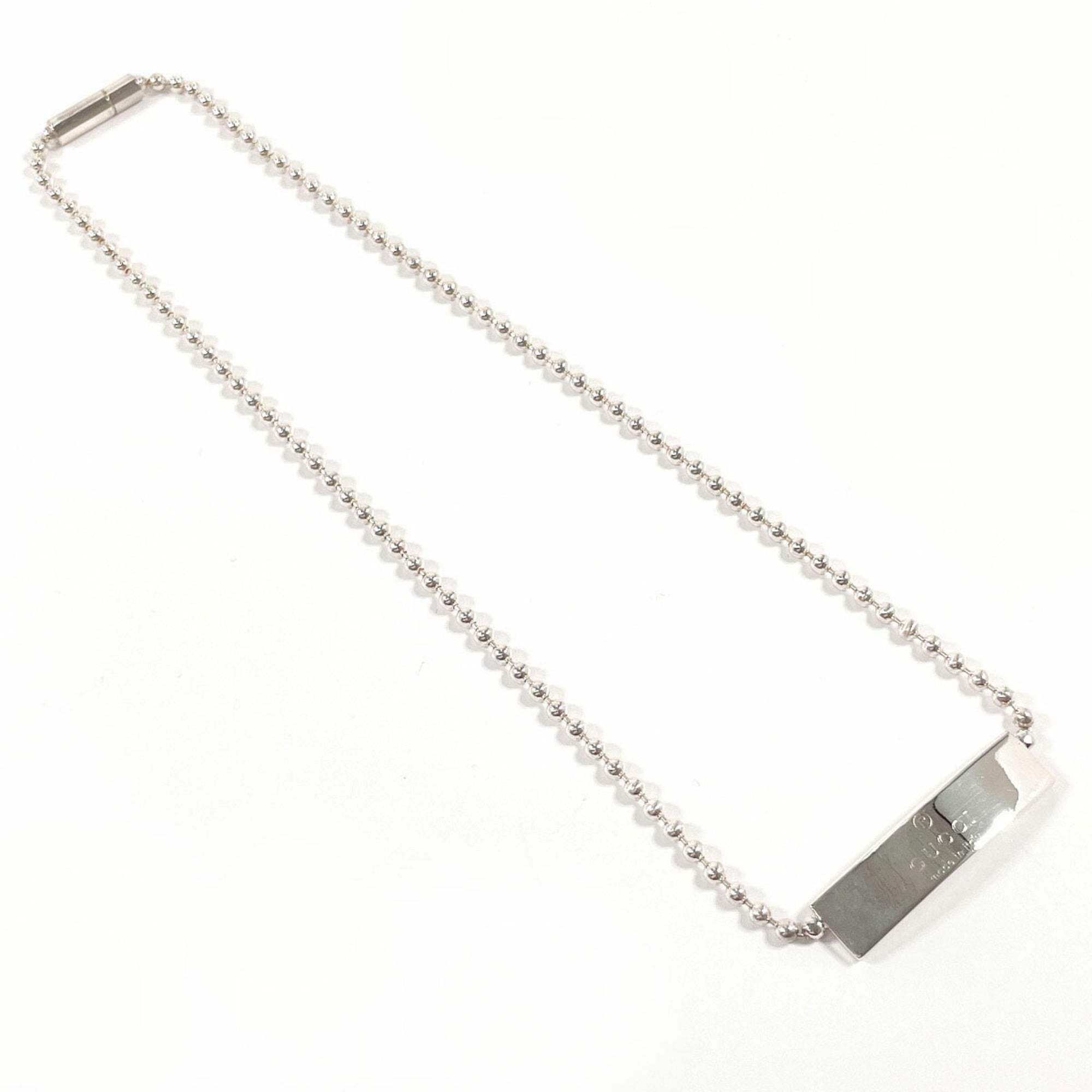 Ball Chain Plate Choker Necklace Sterling Silver