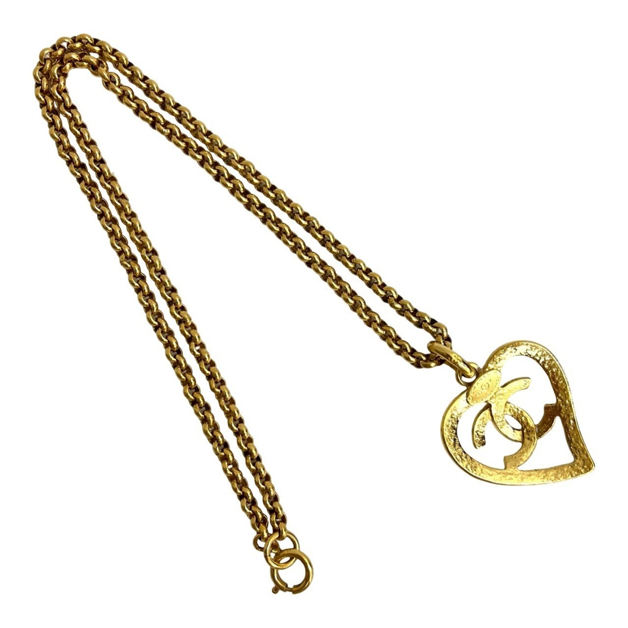 CC Logo Heart Pendant Necklace Metal