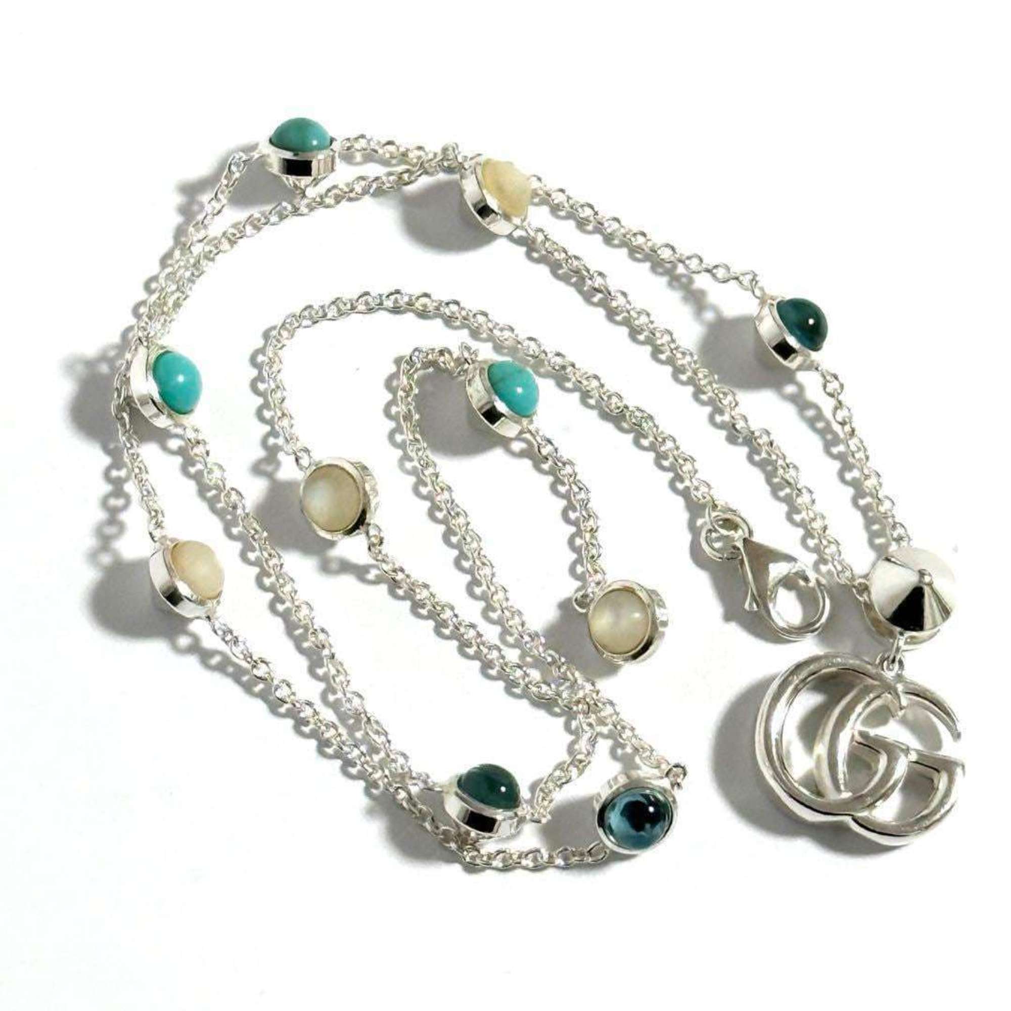 Double G Pendant Necklace Resin and Sterling Silver with Mother of Pearl