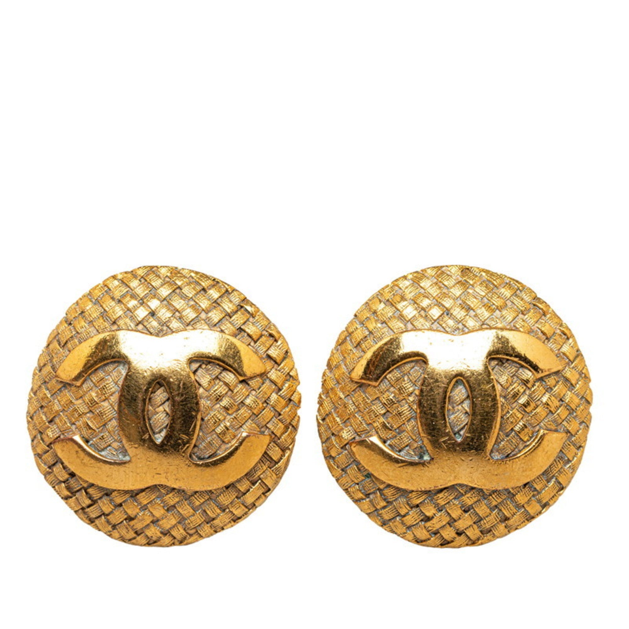 CC Logo Clip-On Earrings Gold-Tone Metal Gold-Tone Metal