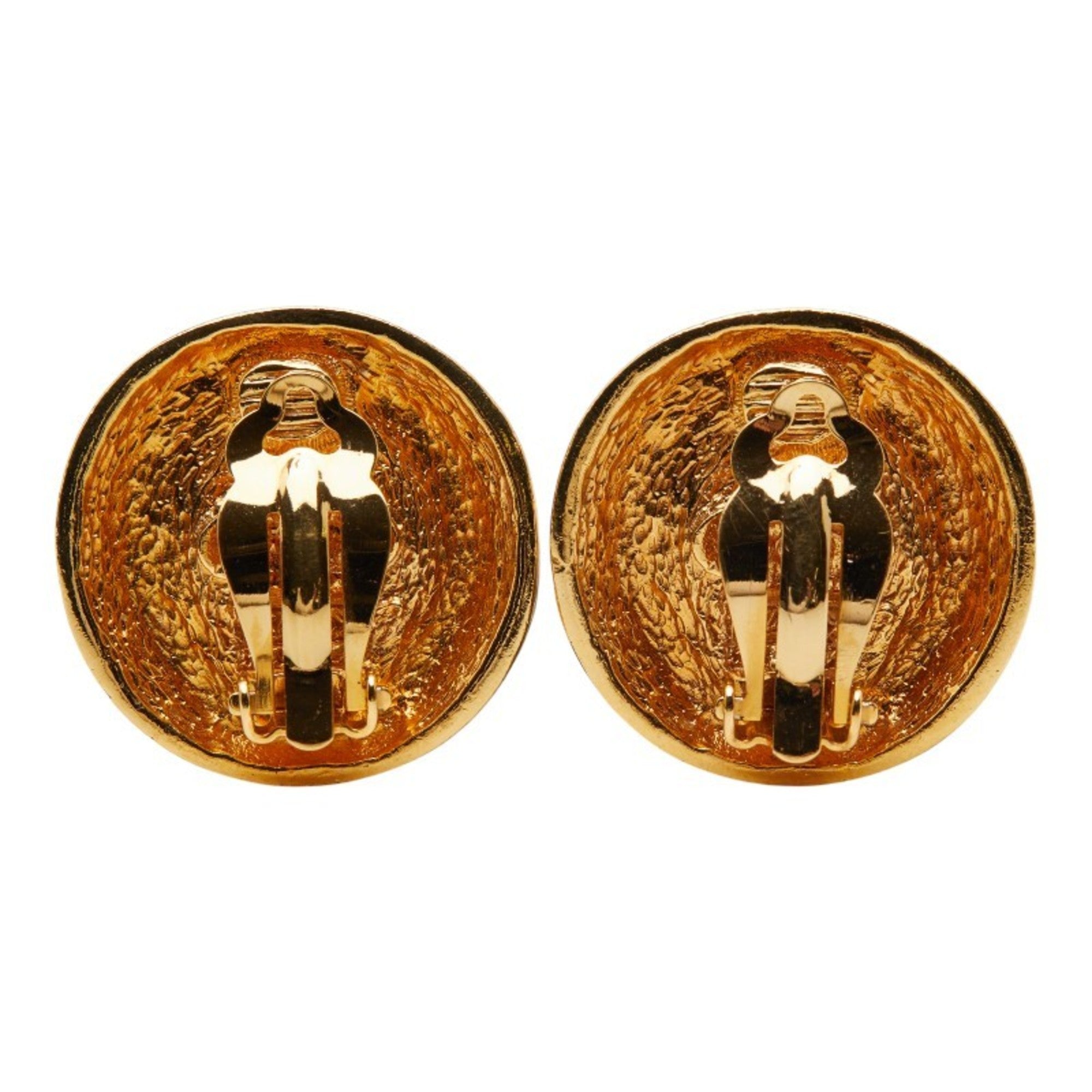 Matelasse Pearl Clip-On Earrings Metal Gold-Tone Metal