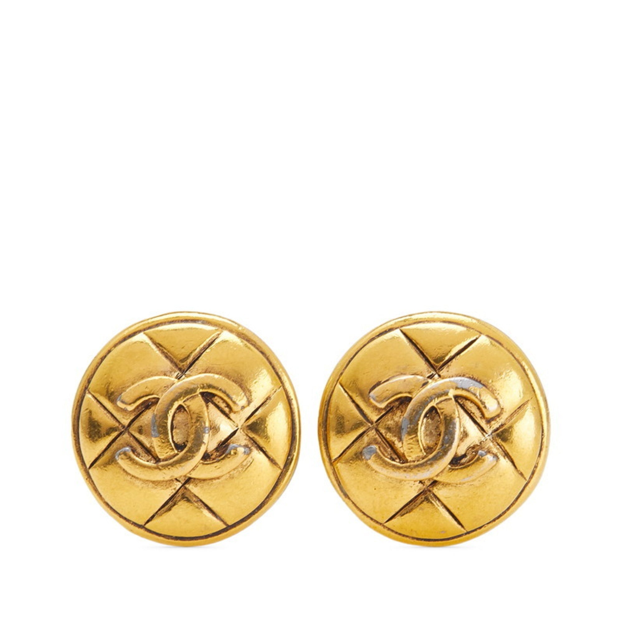 CC Logo Clip-On Earrings Metal Gold-Tone Metal