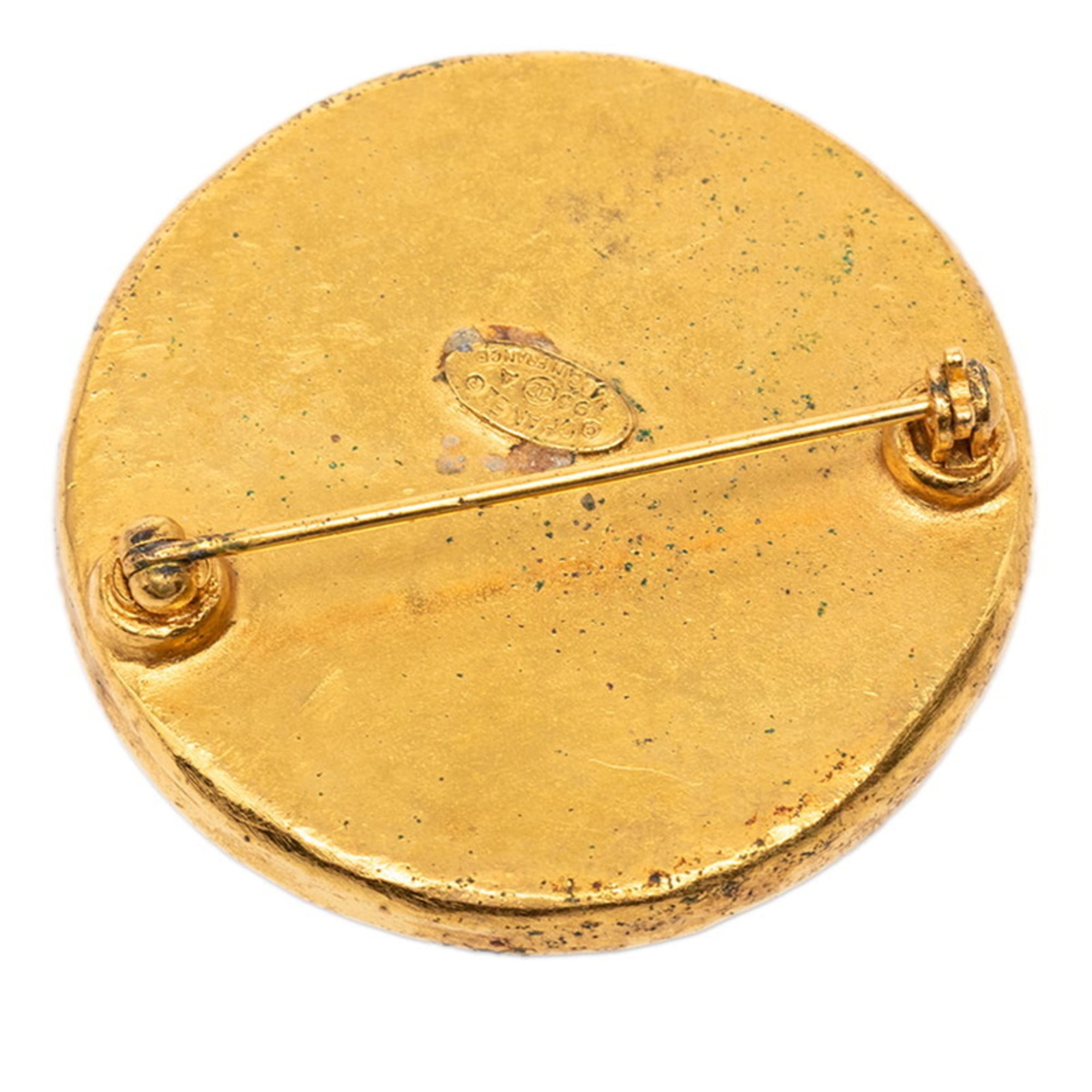 CC Logo Brooch Gold-Tone Metal