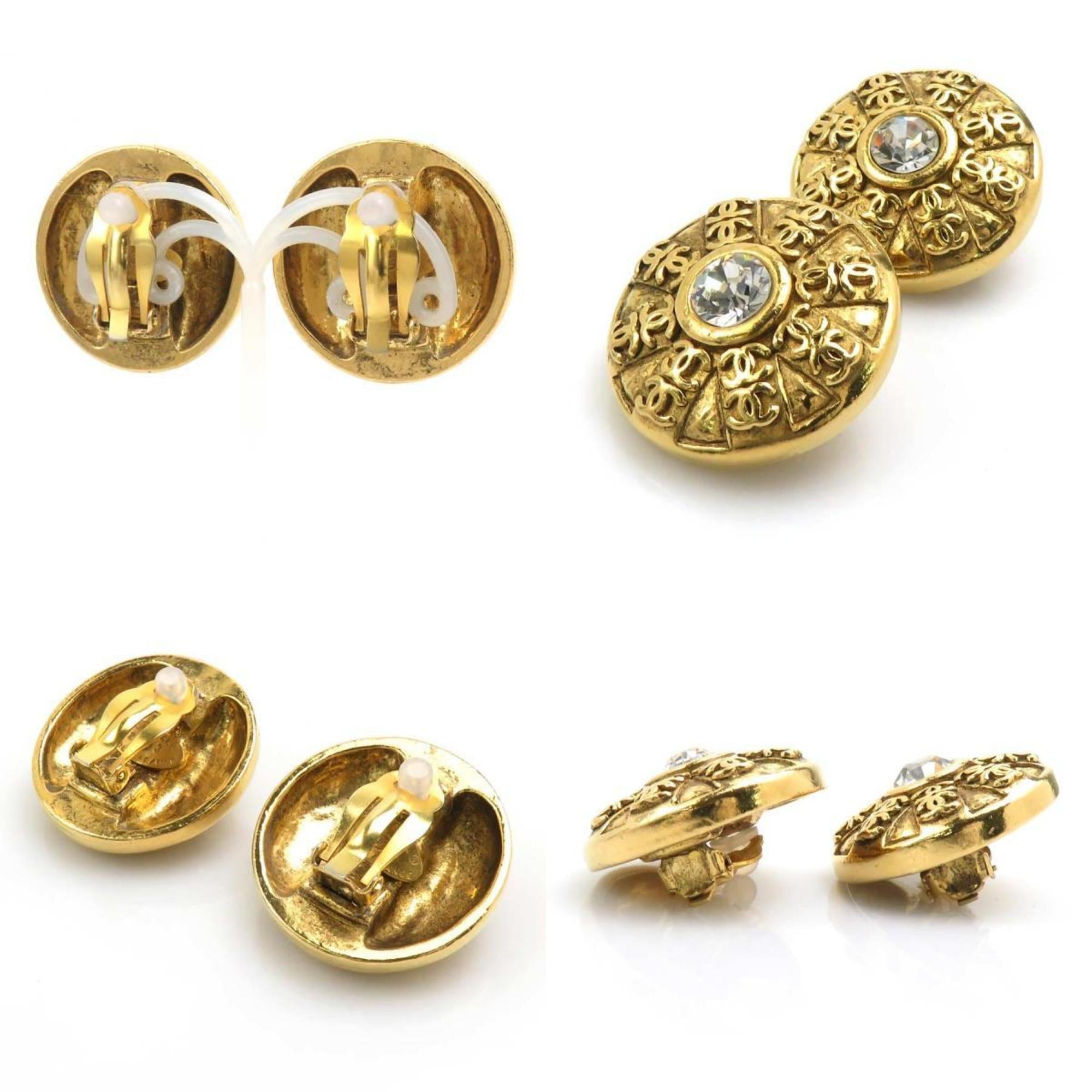 CC Logo Clip-On Earrings Gold-Tone Metal