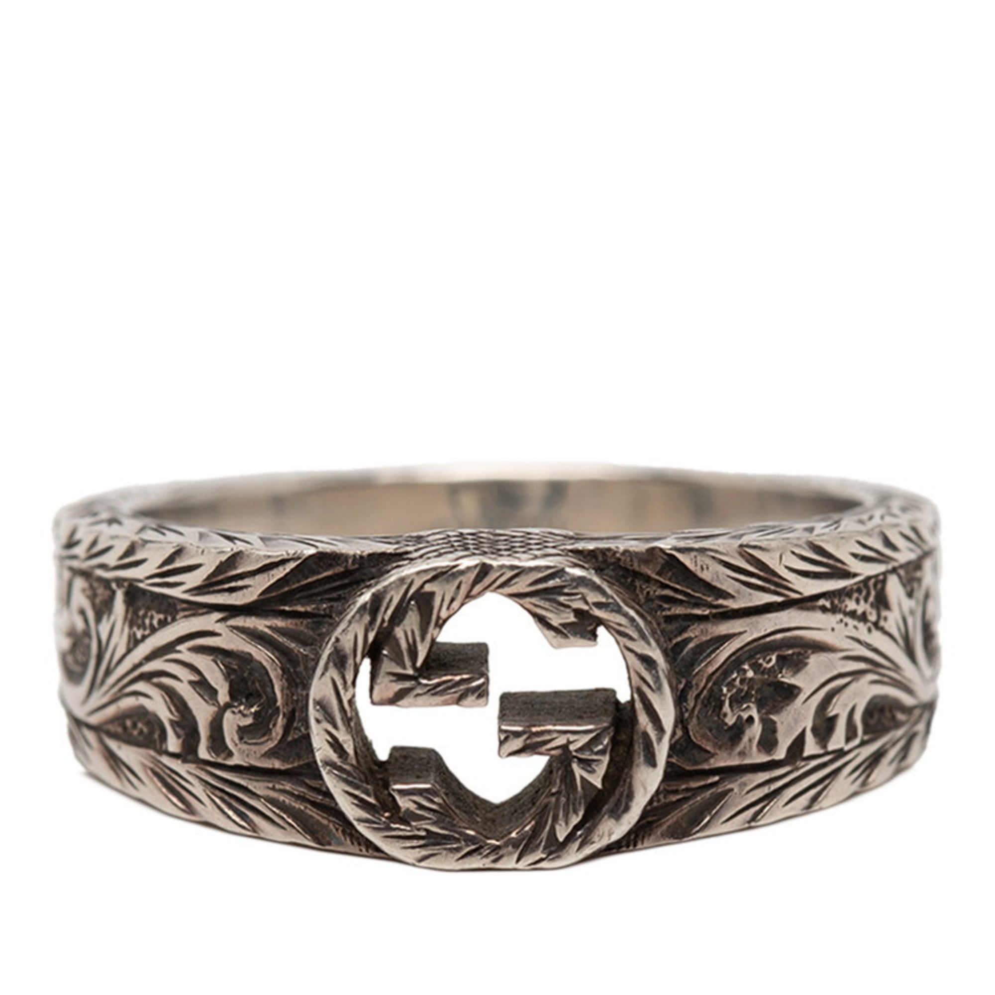 Interlocking G Arabesque Band Ring Sterling Silver