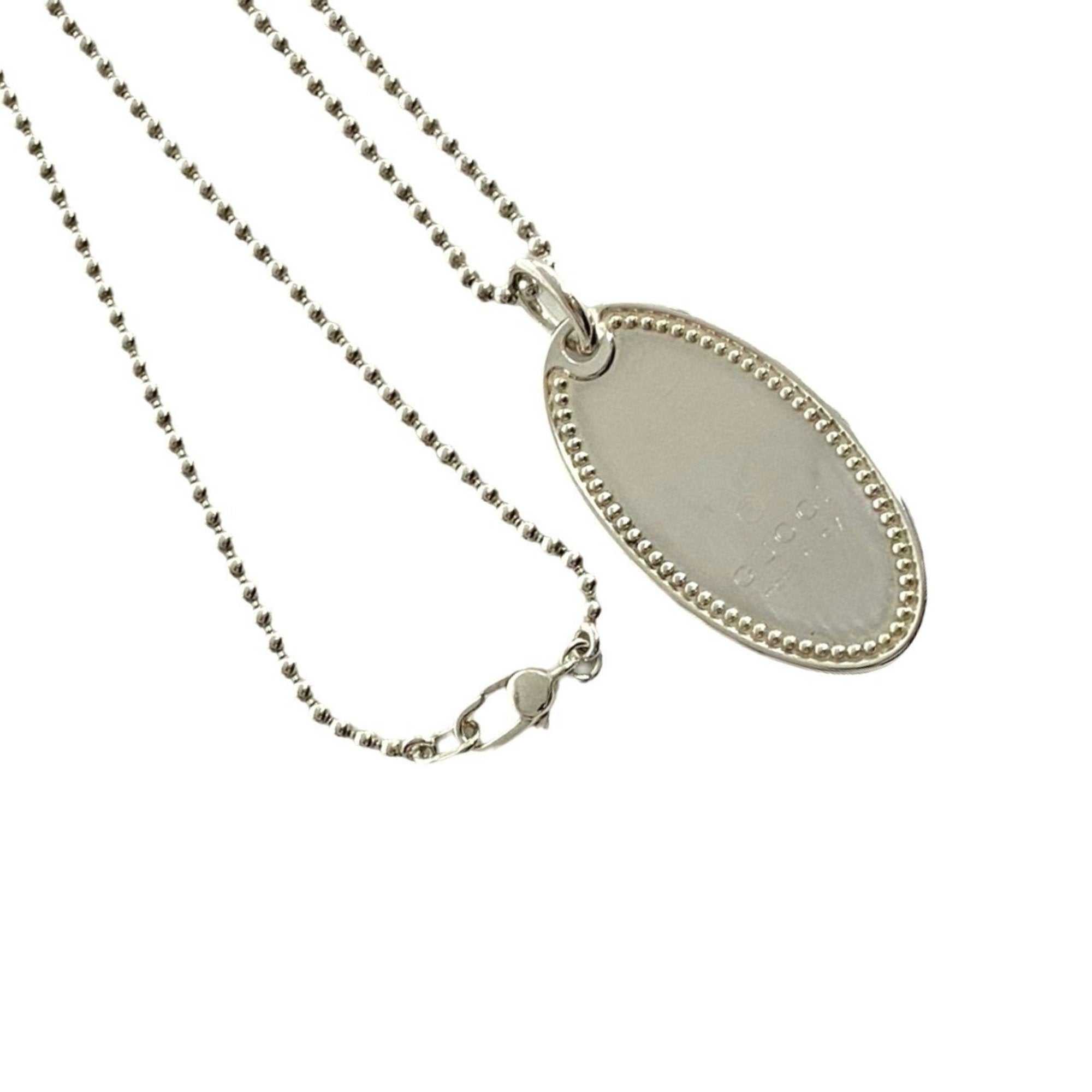 Oval Tag Pendant Necklace Sterling Silver