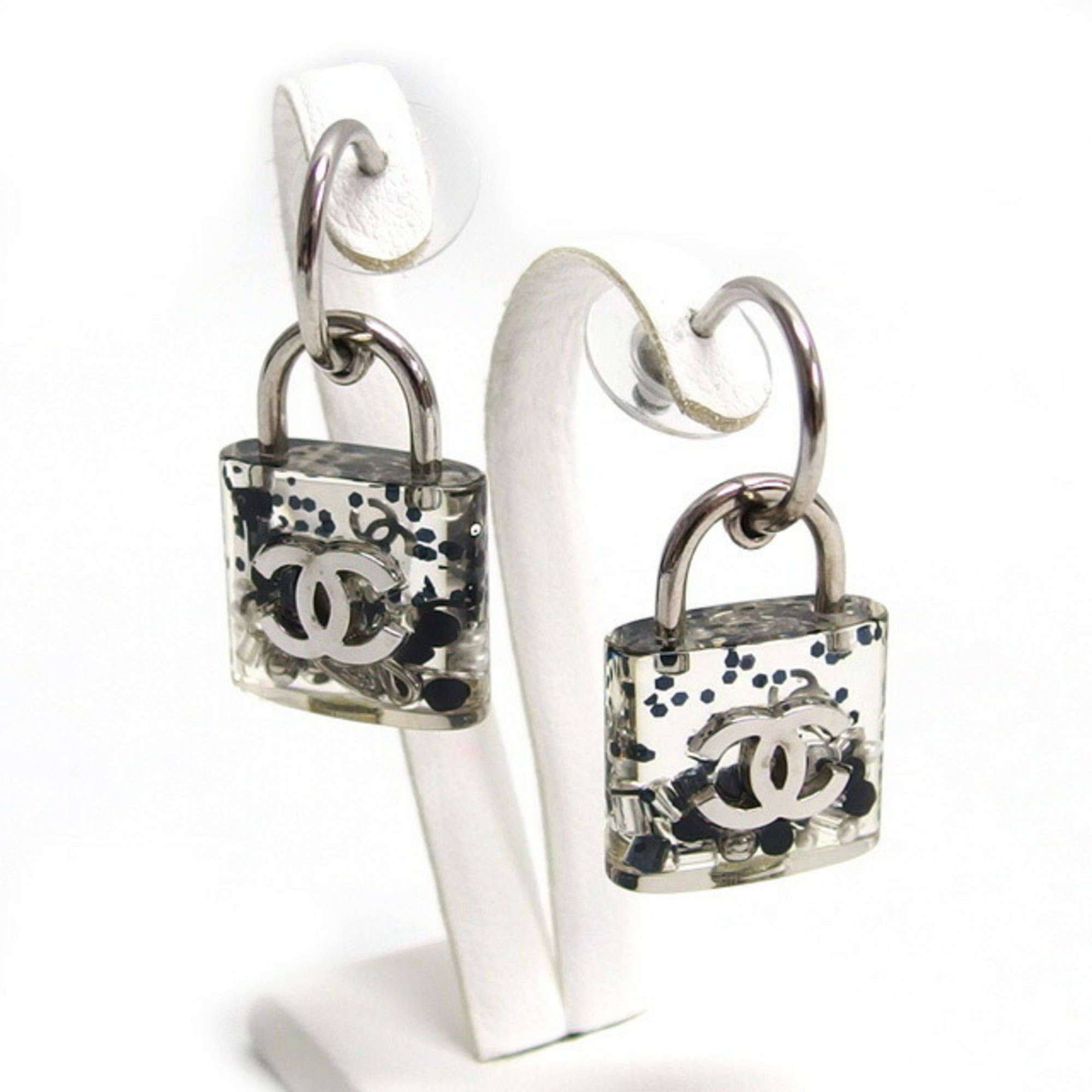 CC Logo Stud Earrings Silver-Tone Metal