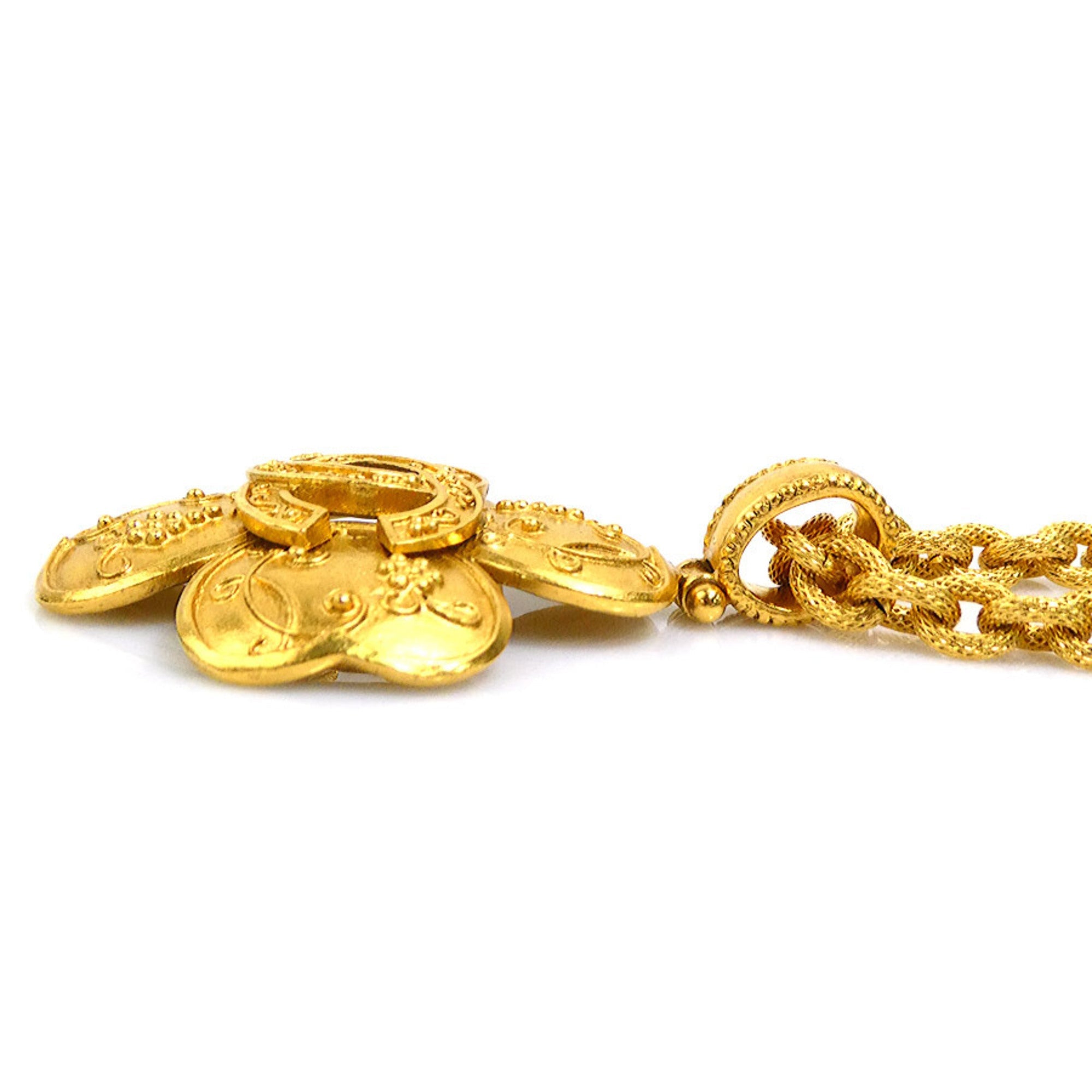 CC Logo Pendant Necklace Gold-Tone Metal