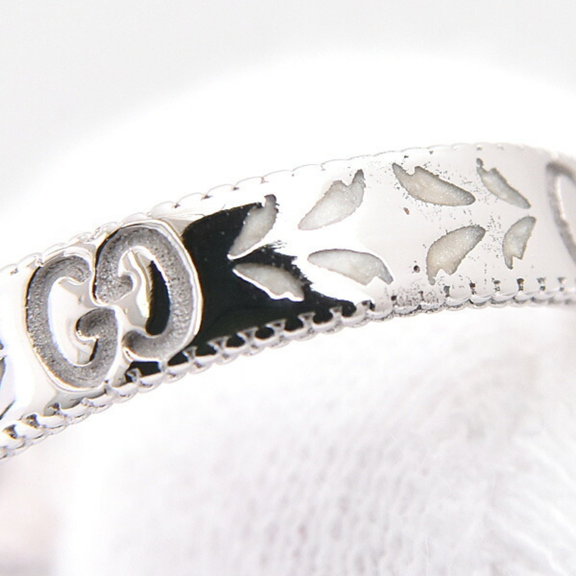 Band Ring Enamel and 18K White Gold With Diamond