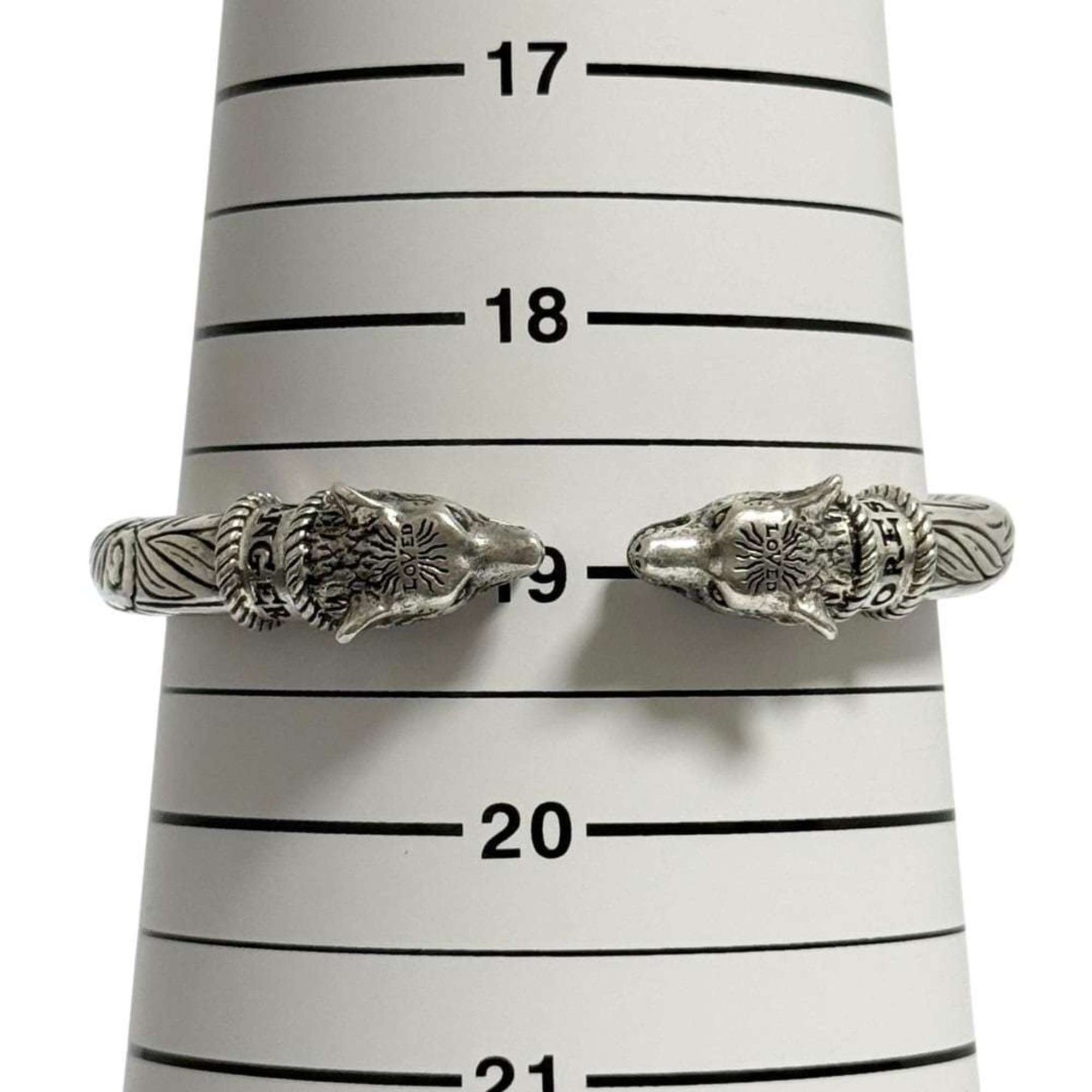 Anger Forest Wolf Bangle Sterling Silver Bracelet