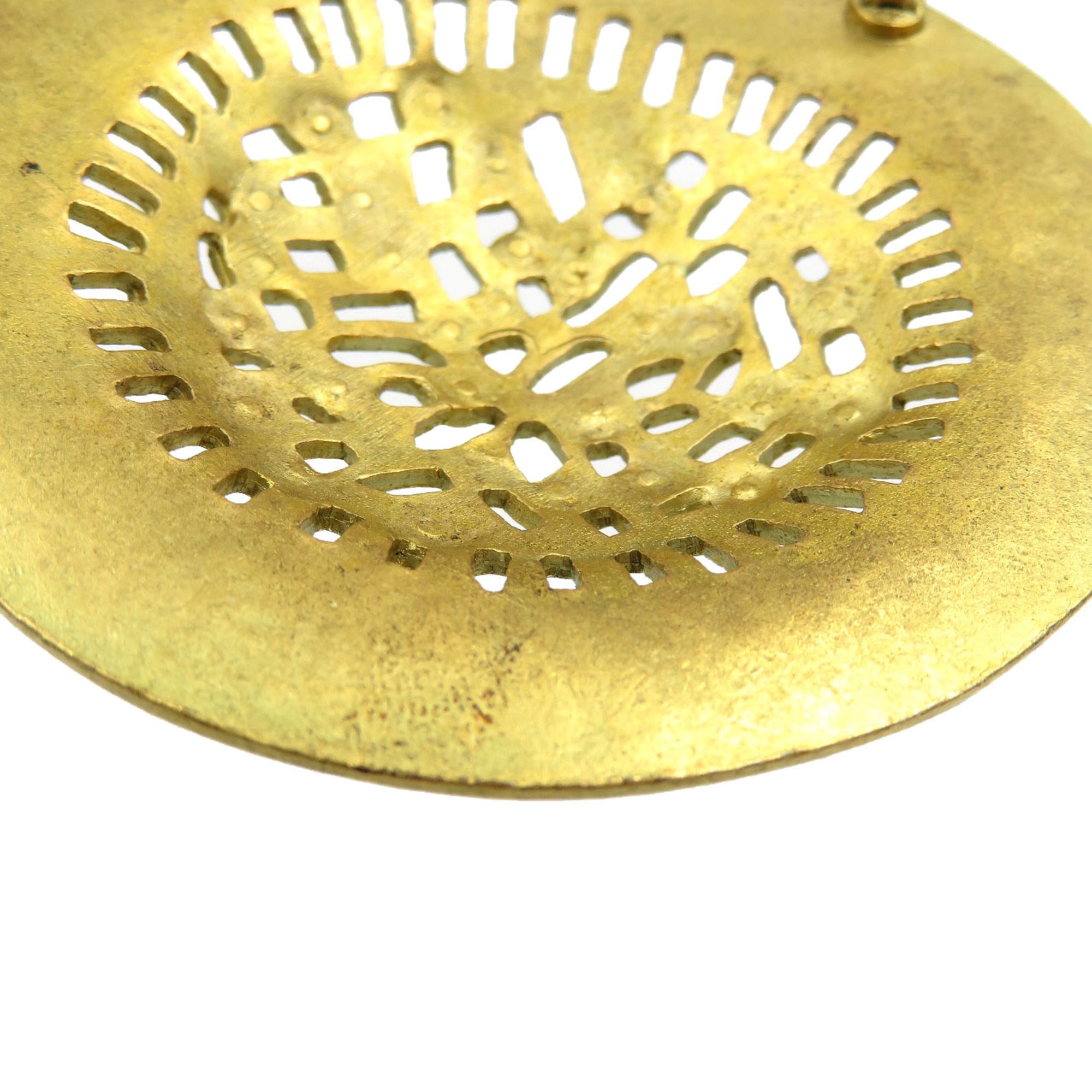 Vintage Straw Hat Brooch Metal Gold