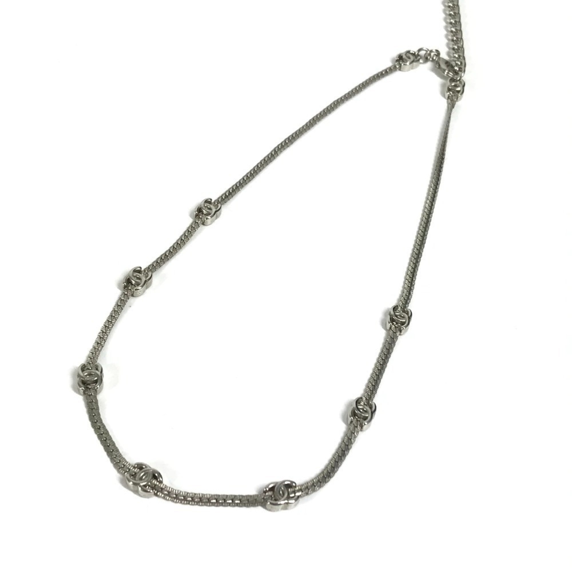 CC Logo Pendant Necklace Silver-Tone Metal