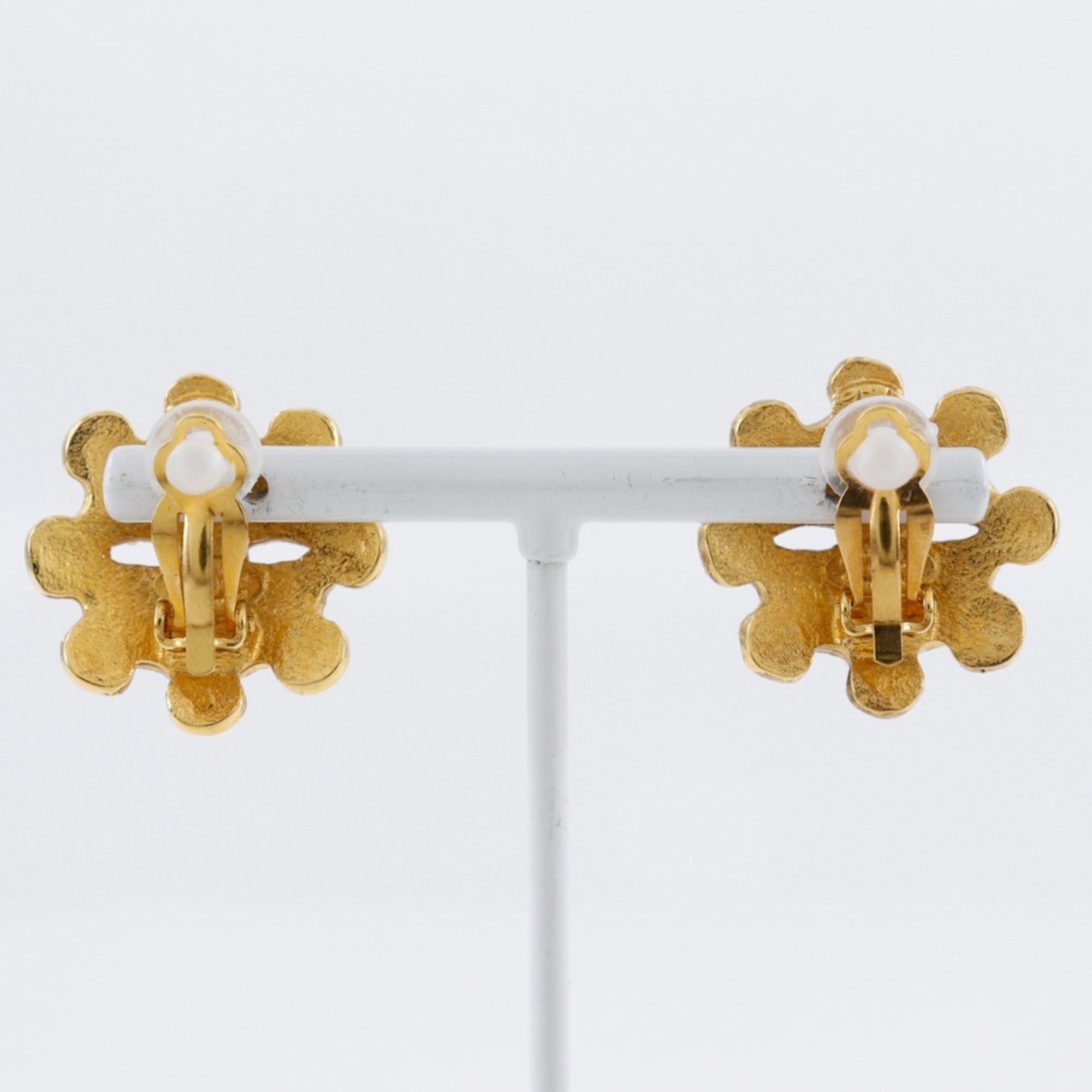 CC Logo Flower Clip-On Earrings Metal