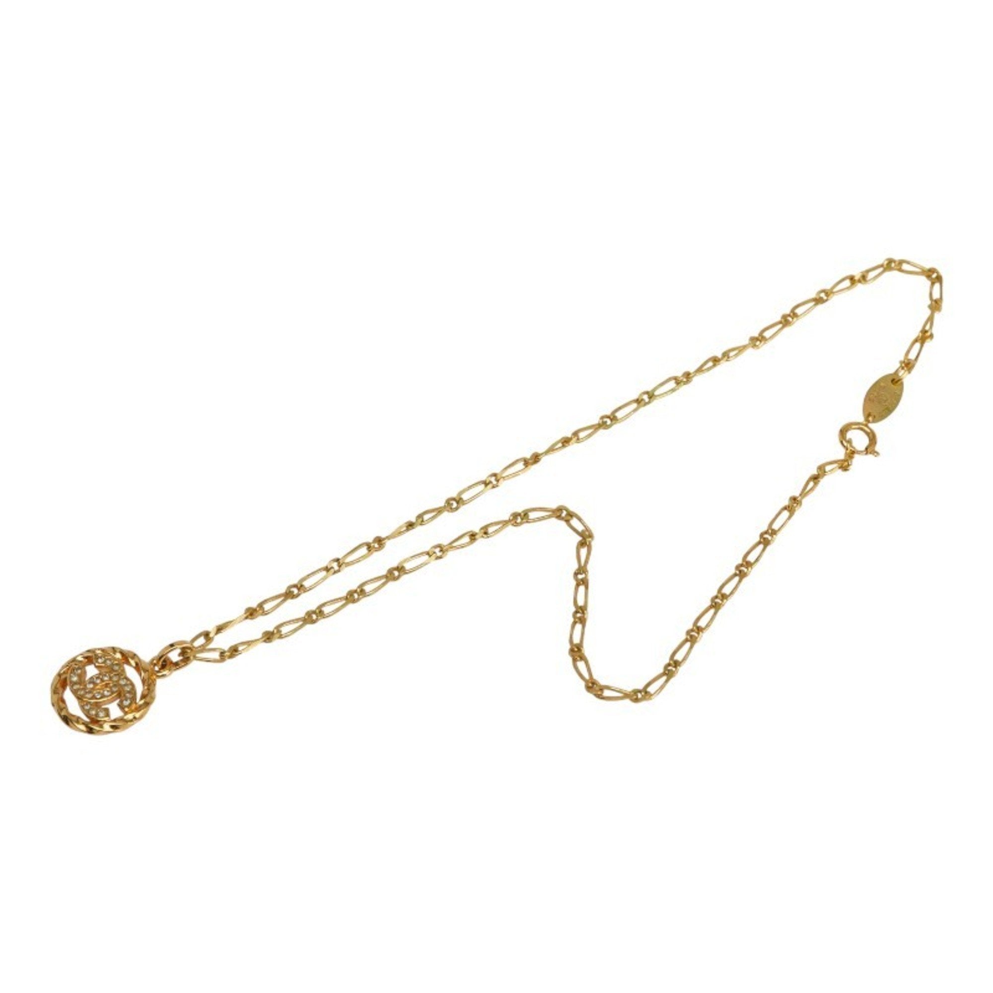 CC Logo Round Circle Pendant Necklace Metal