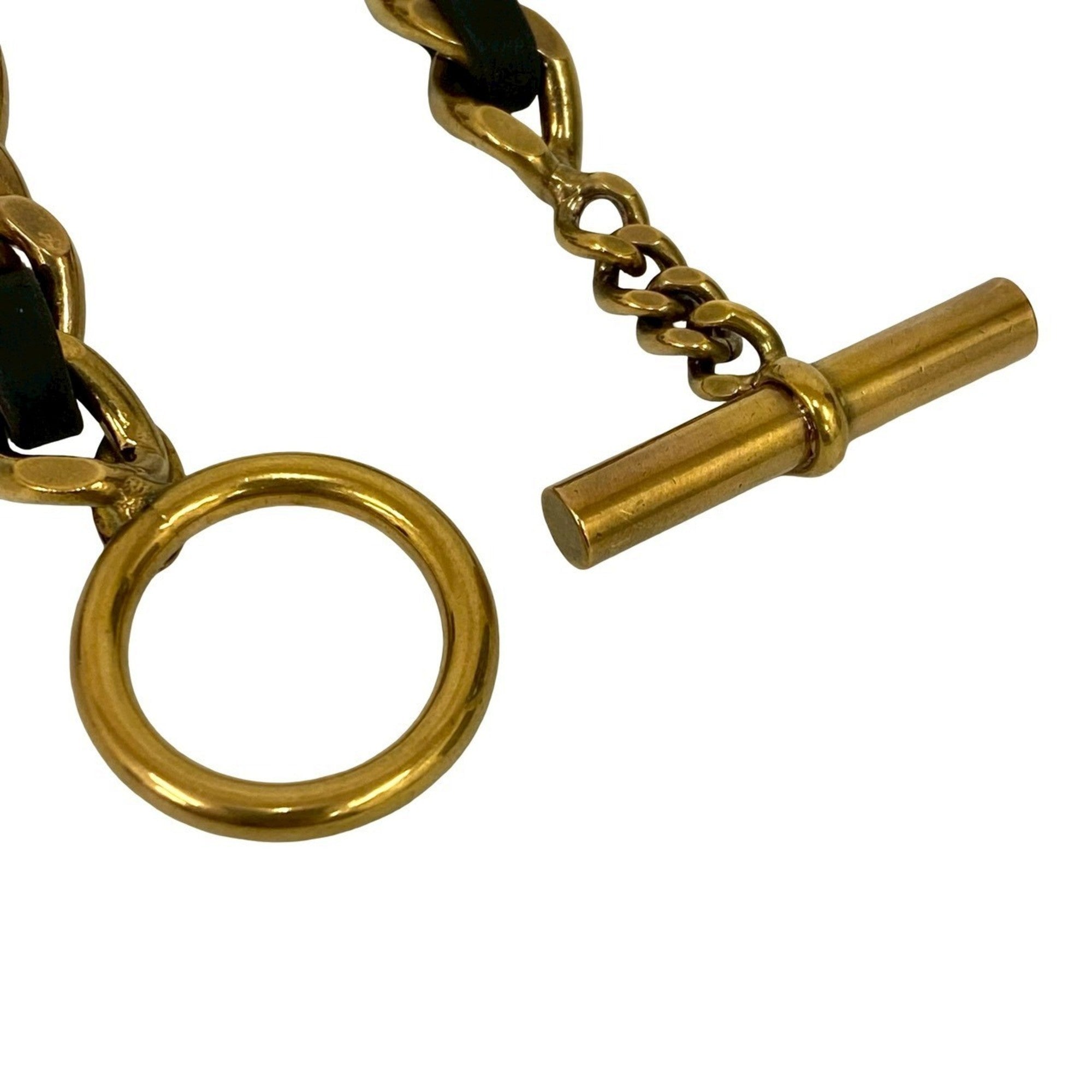 Bracelet Gold and Leather Black