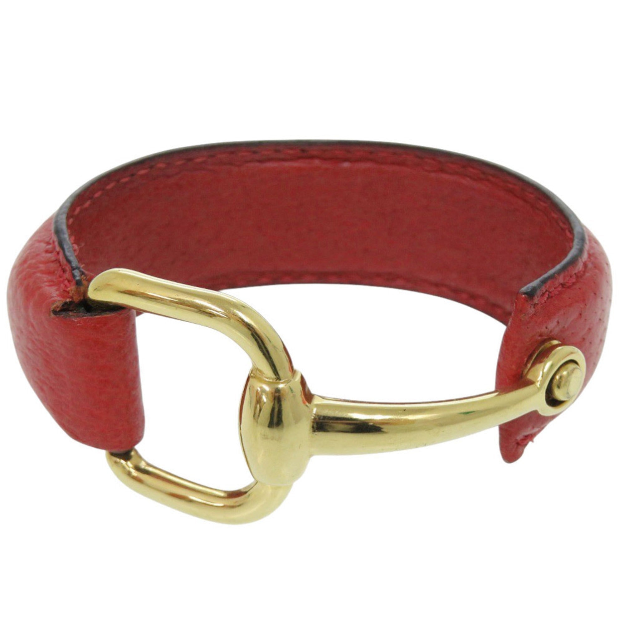 Horsebit Leather Bracelet Red