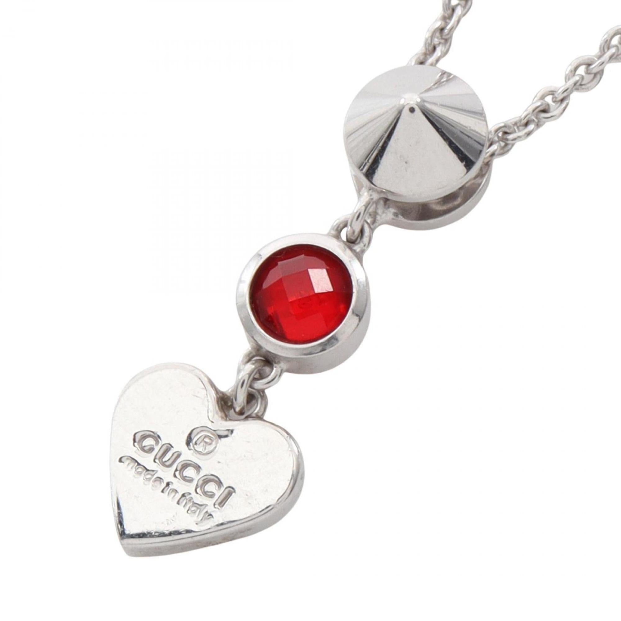Heart Pendant Necklace Sterling Silver Red