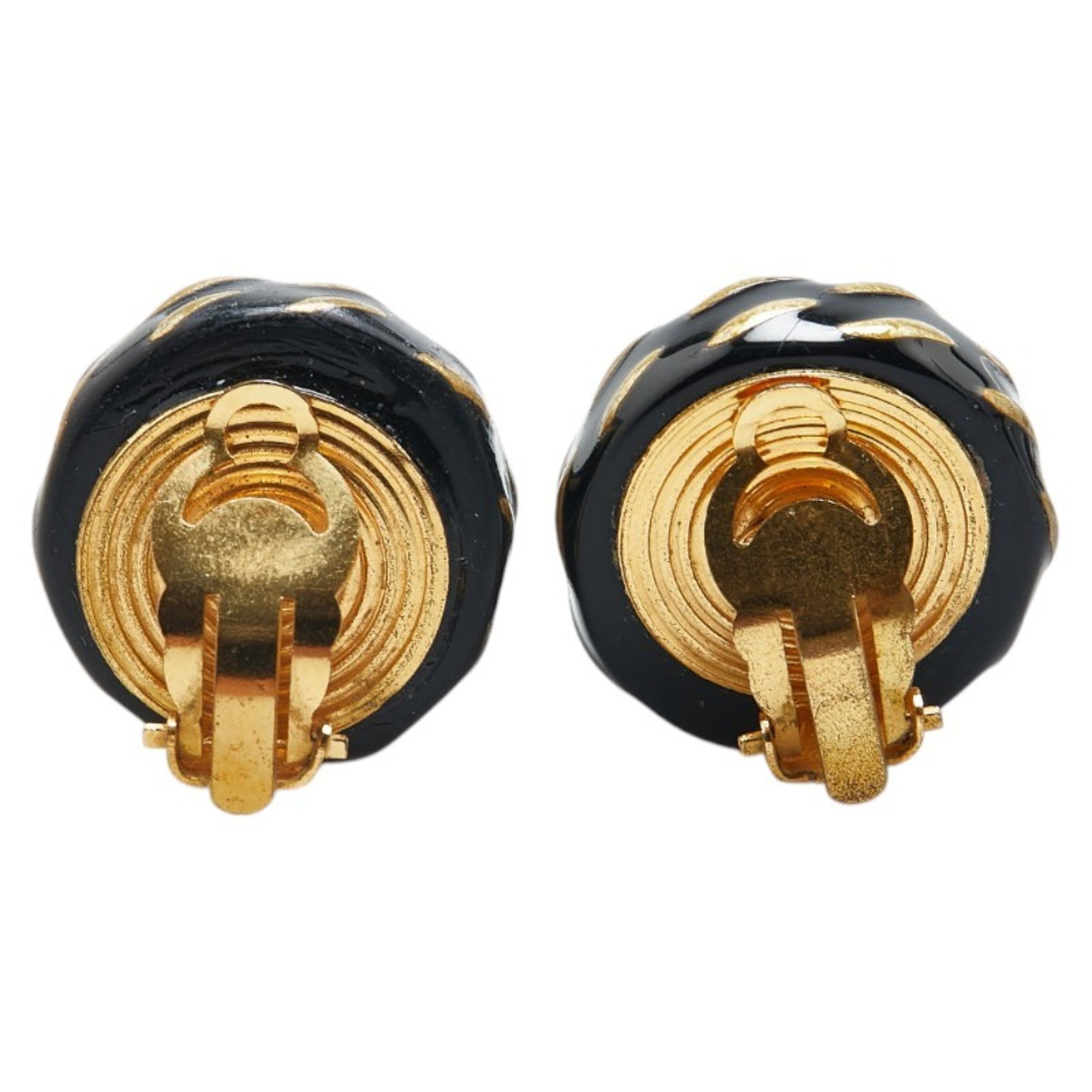 CC Logo Round Clip-On Earrings Gold-Tone Metal Gold-Tone Metal