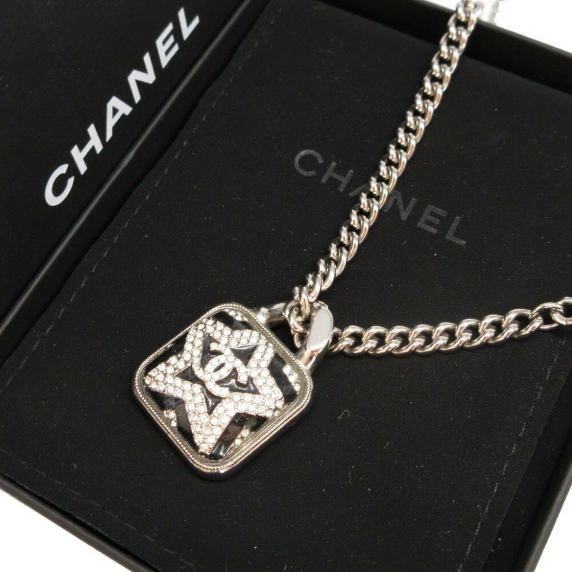 CC Logo Star Pendant Necklace Silver-Tone Metal