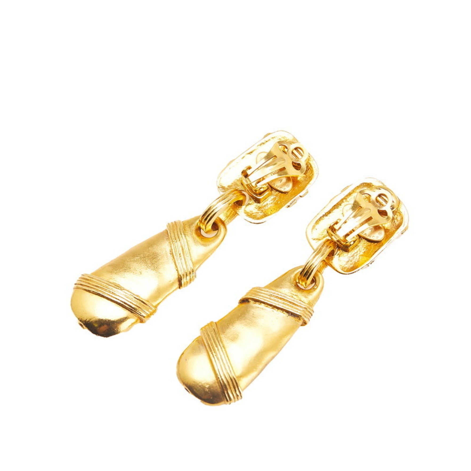 CC Logo Clip-On Earrings Metal Gold-Tone Metal
