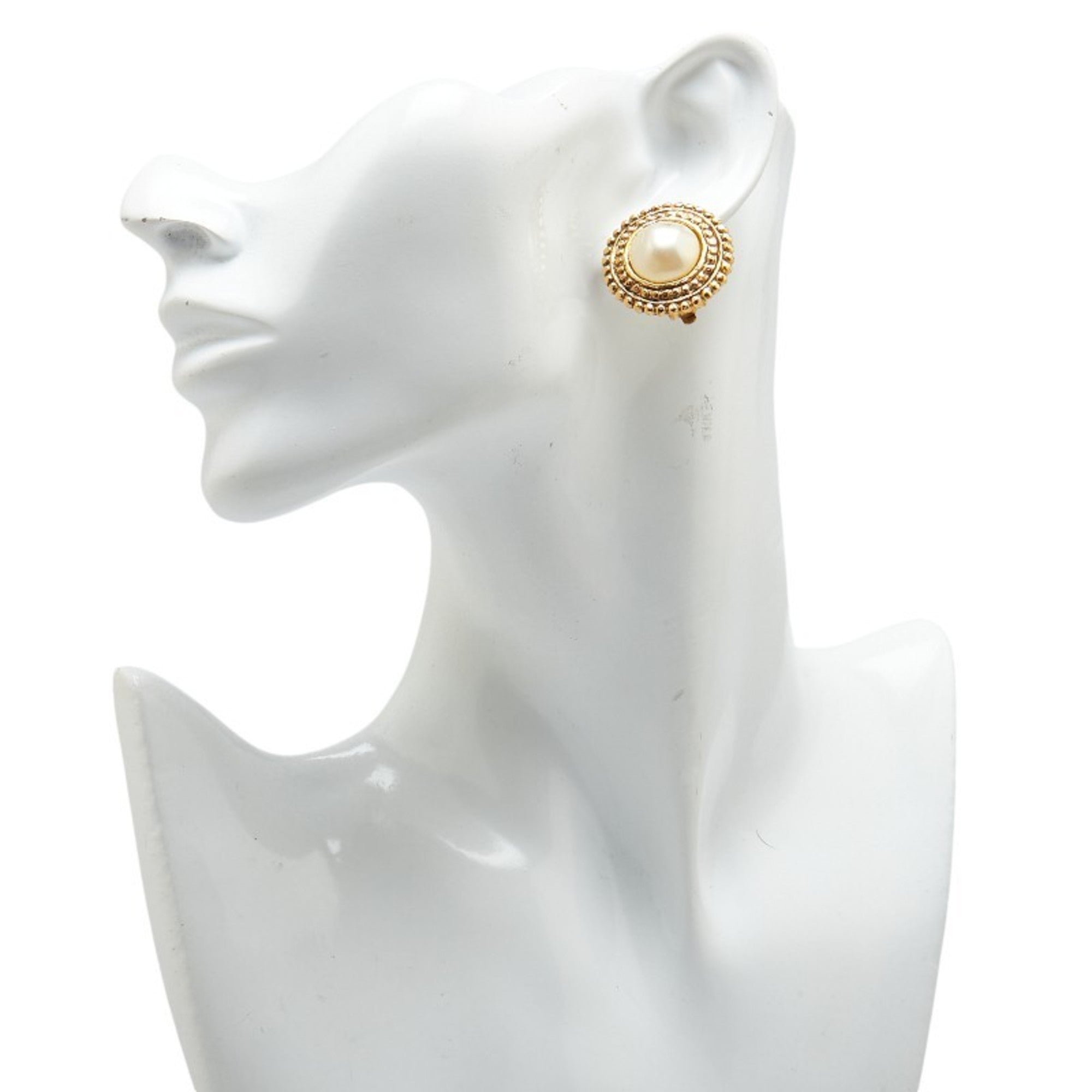 Earrings Pearl Gold-Tone Metal
