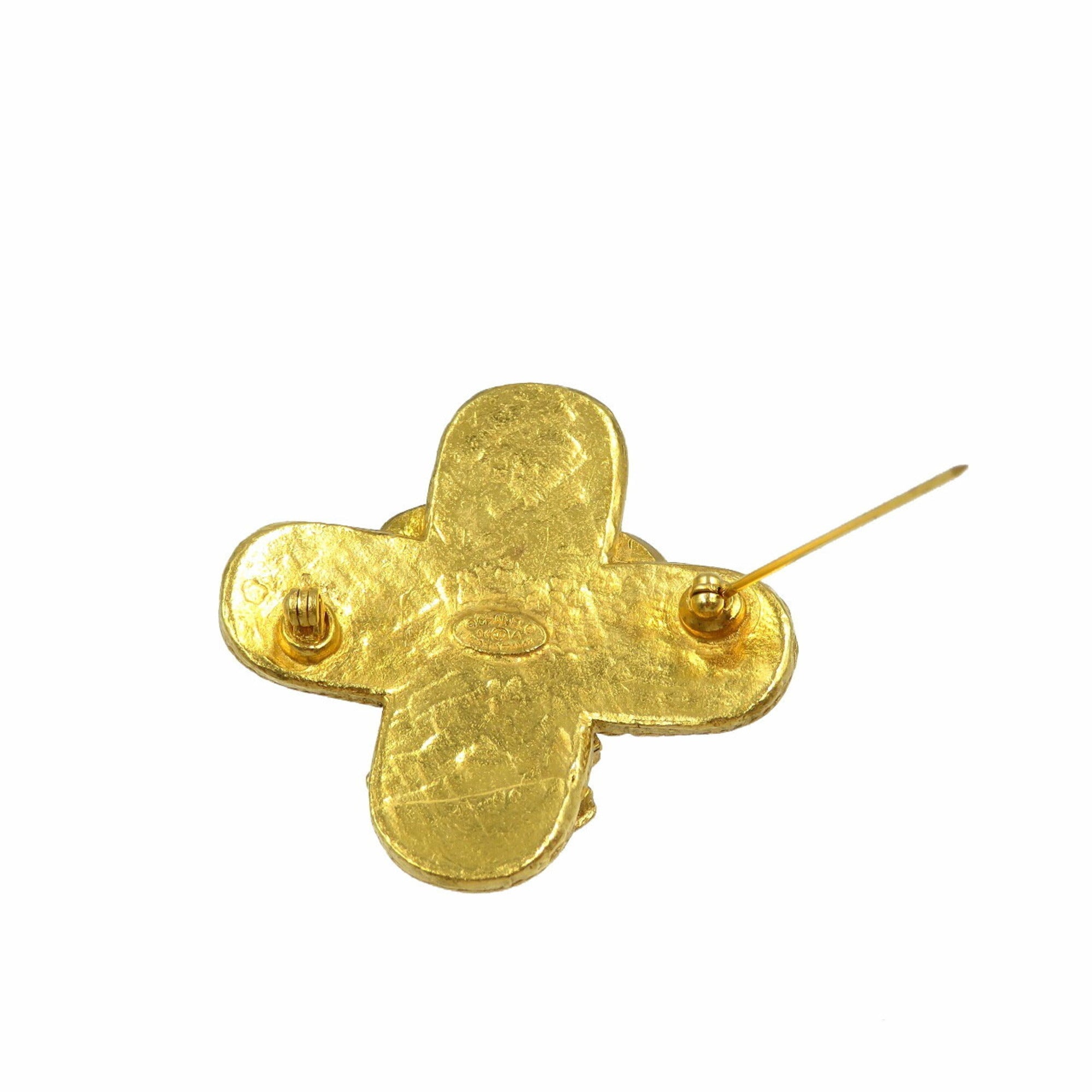 CC Logo Brooch Gold-Tone Metal