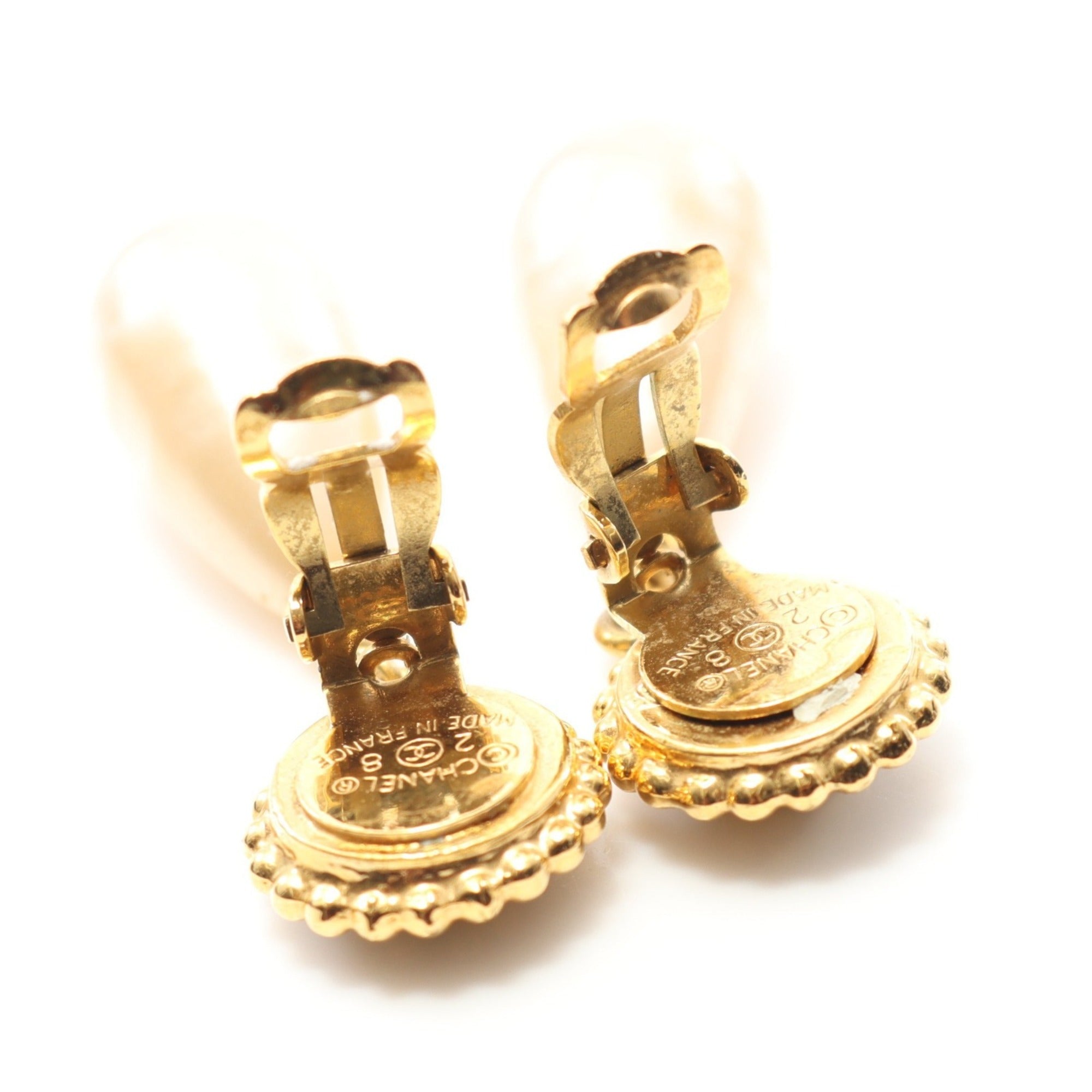 Earrings Pearl Gold-Tone Metal