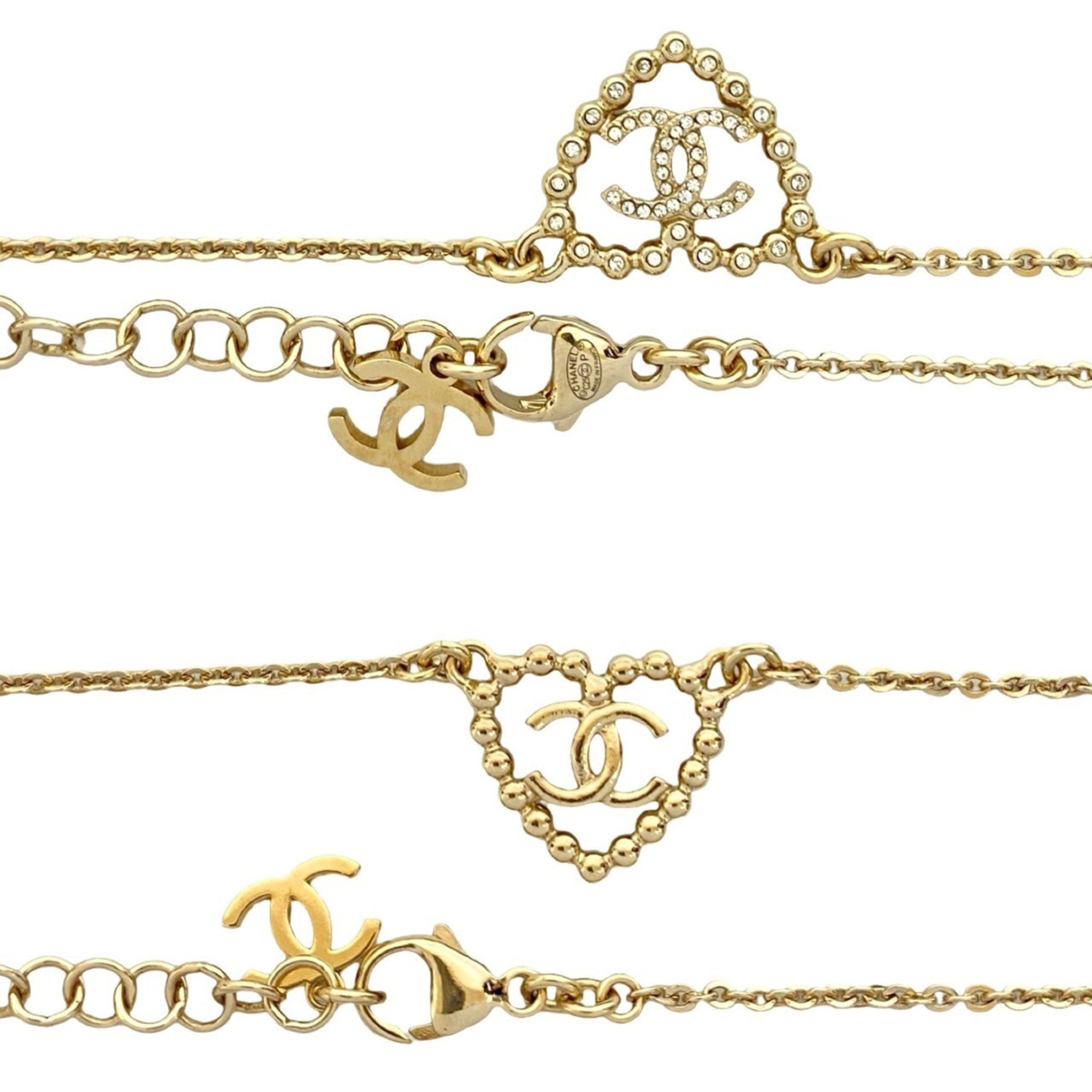 CC Logo Chain Heart Pendant Necklace Sterling Silver