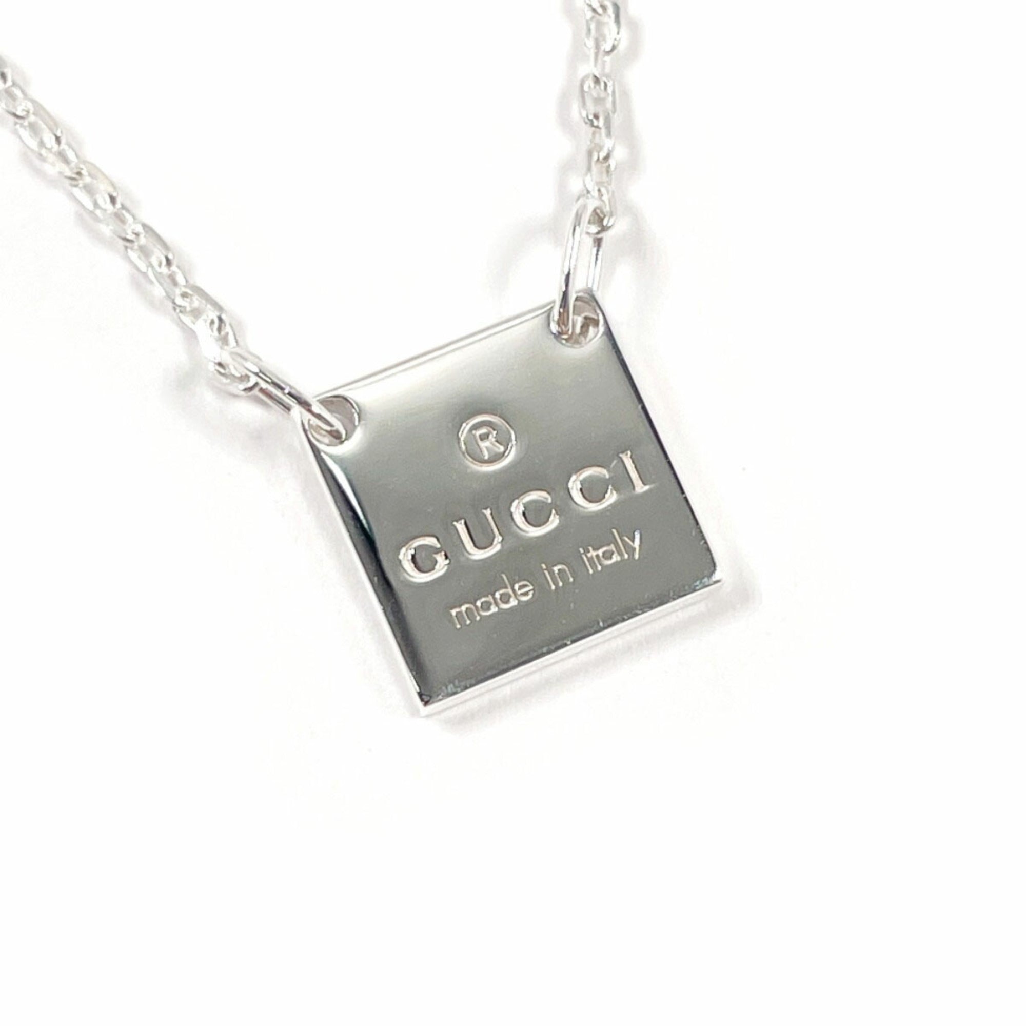 Square Plate Pendant Necklace Sterling Silver