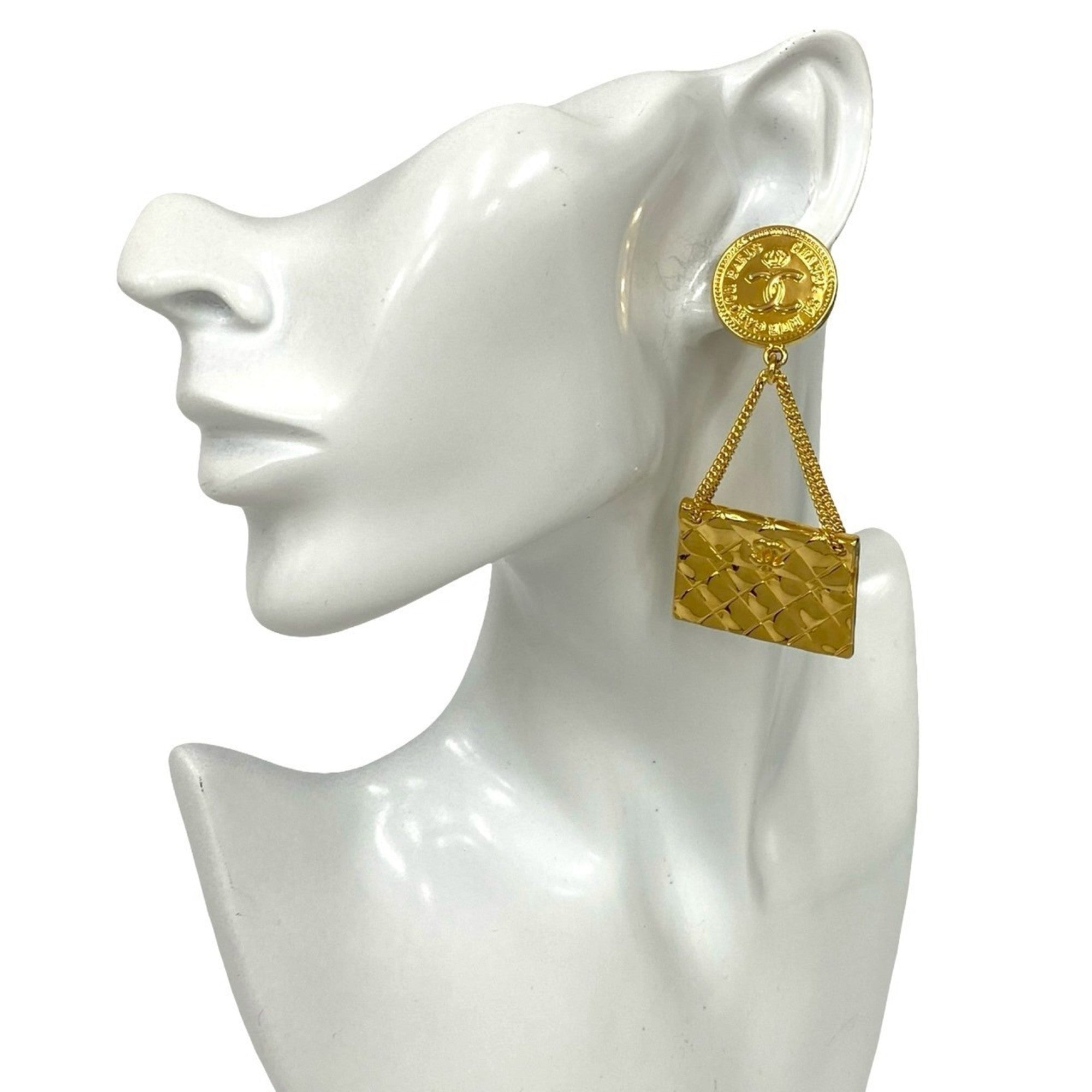 CC Logo Clip-On Earrings Metal Gold-Tone Metal