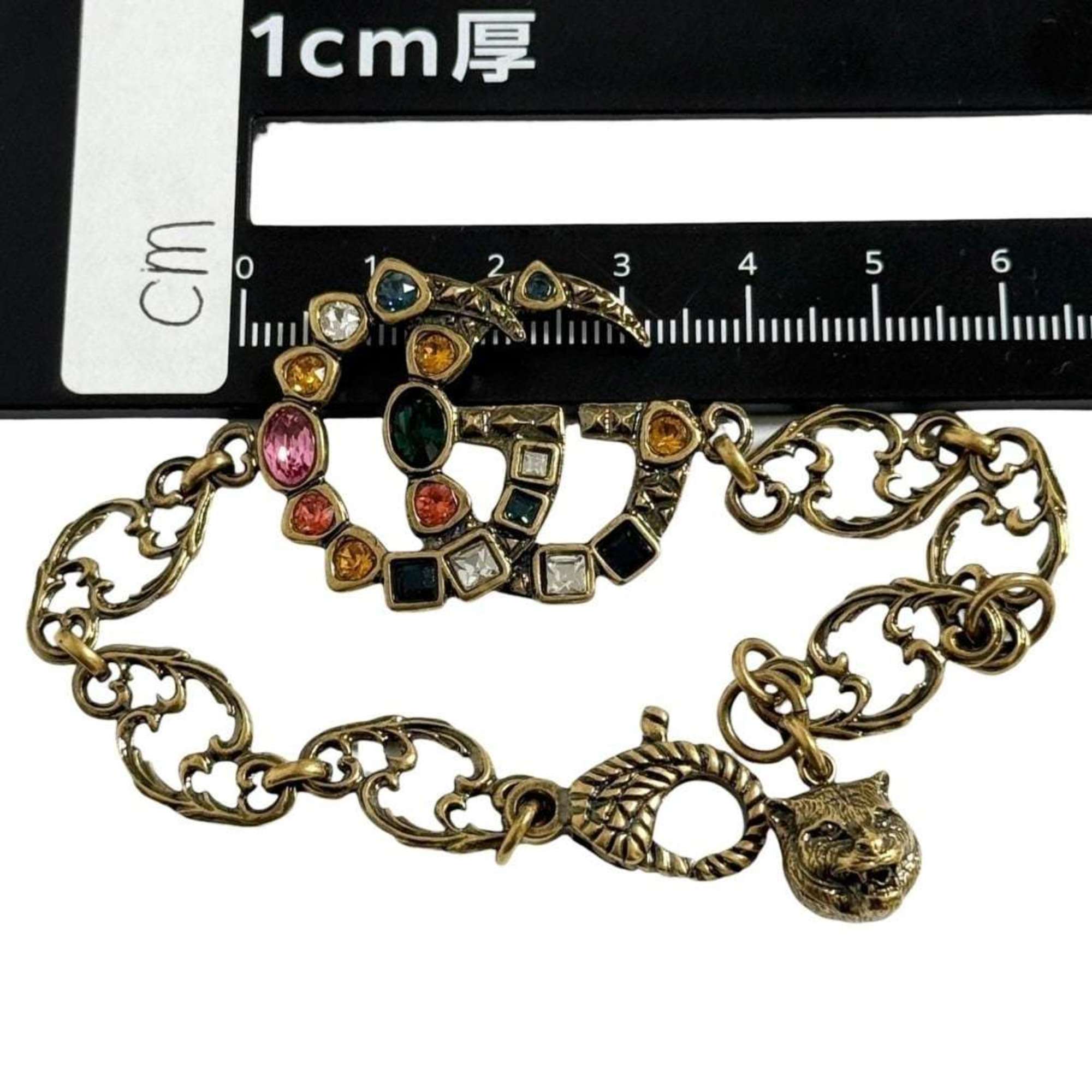 Double G Beaded Bracelet Metal and Rhinestone