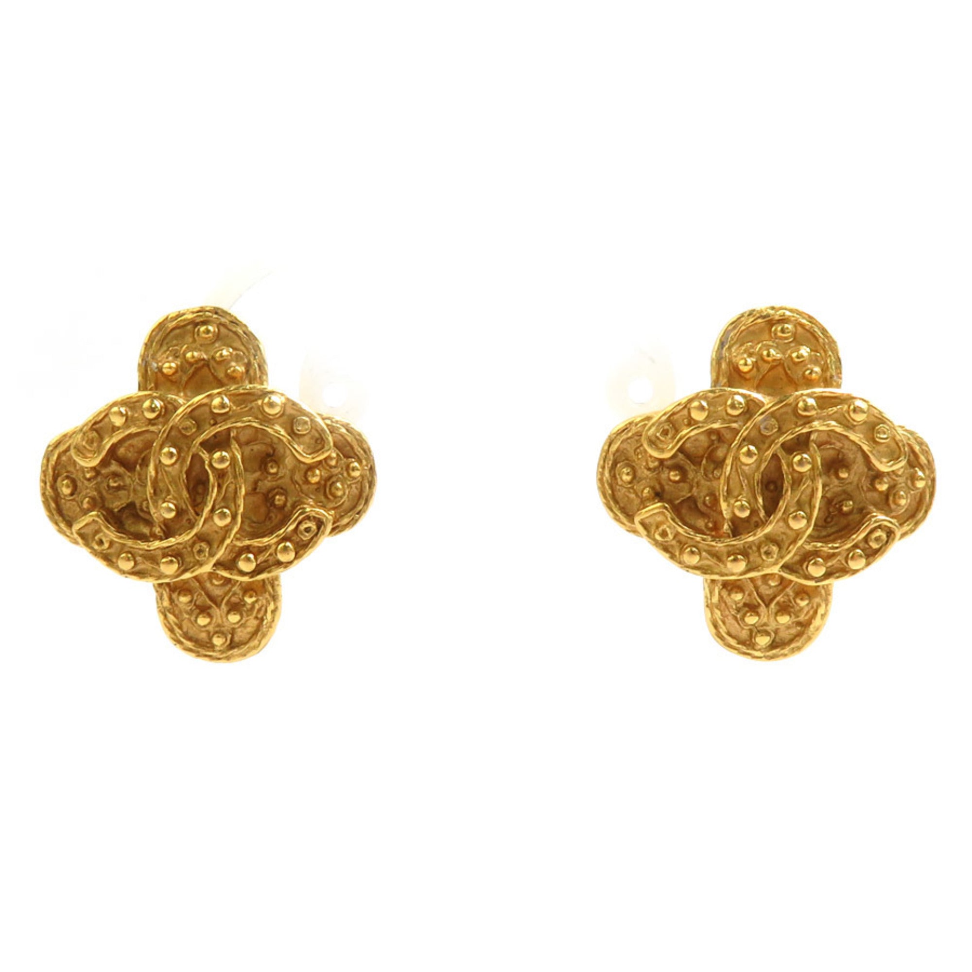 CC Logo Clip-On Earrings Gold-Tone Metal Gold-Tone Metal